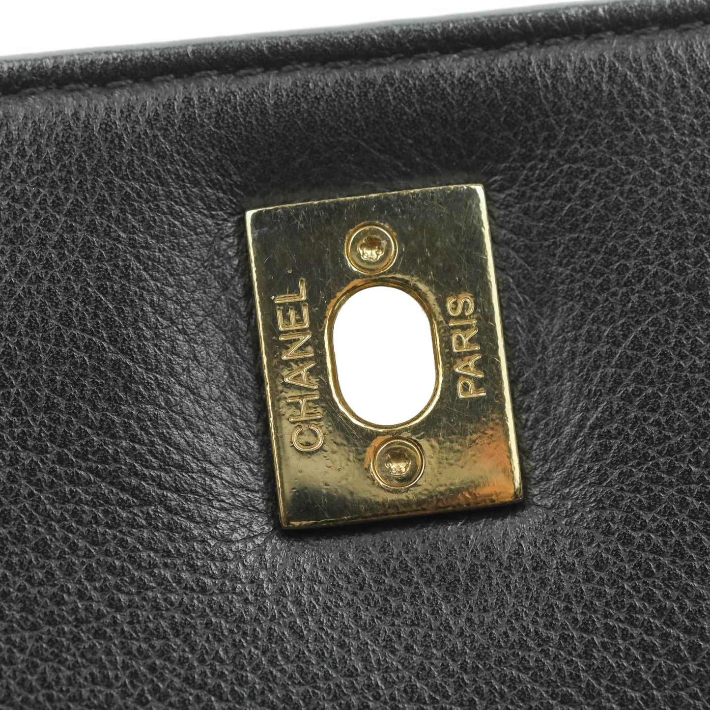 Chanel Chevron Top Handle Black Calfskin Gold Hardware