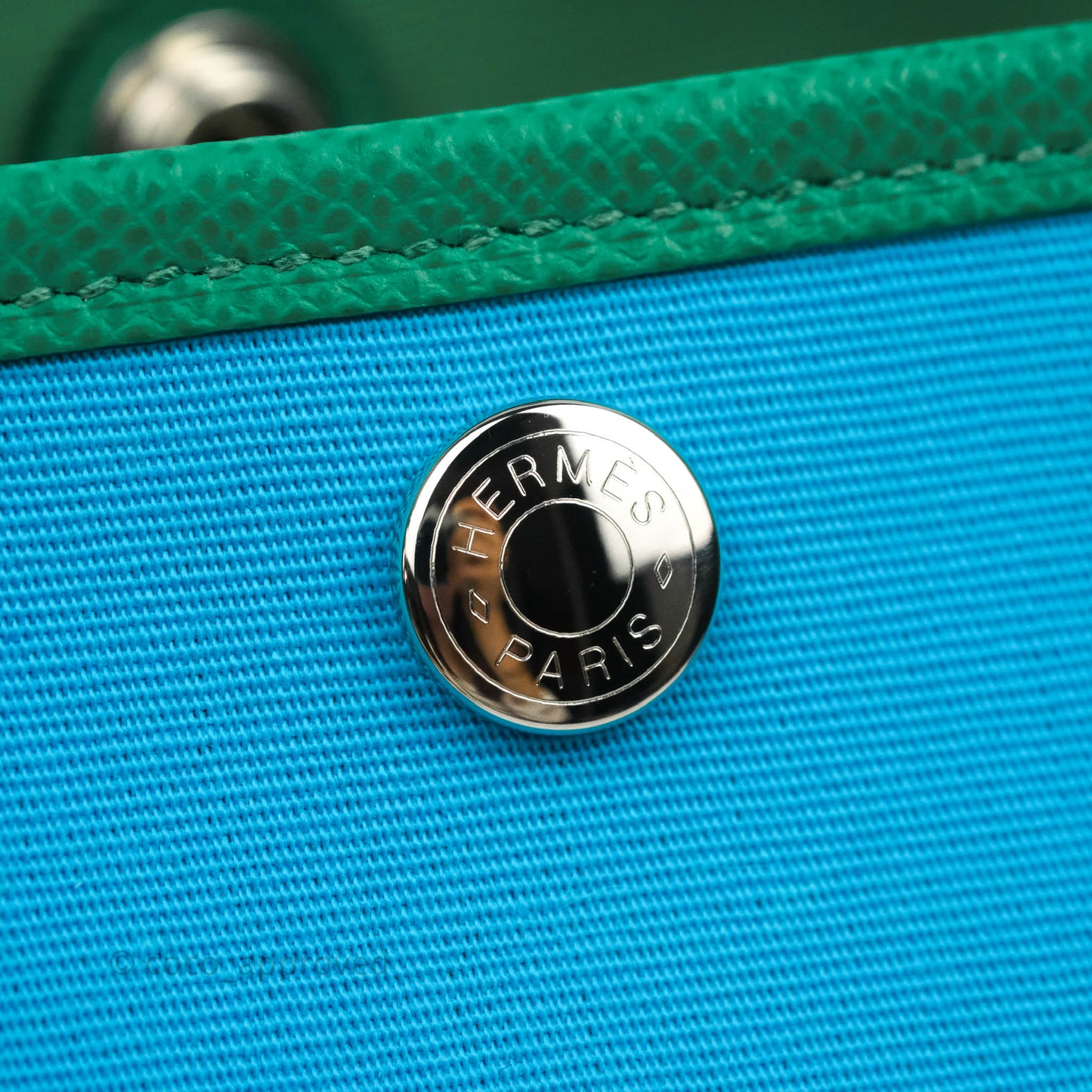 Hermès Garden Party 30 Canvas Bleu Azteque/Menthe/Jade