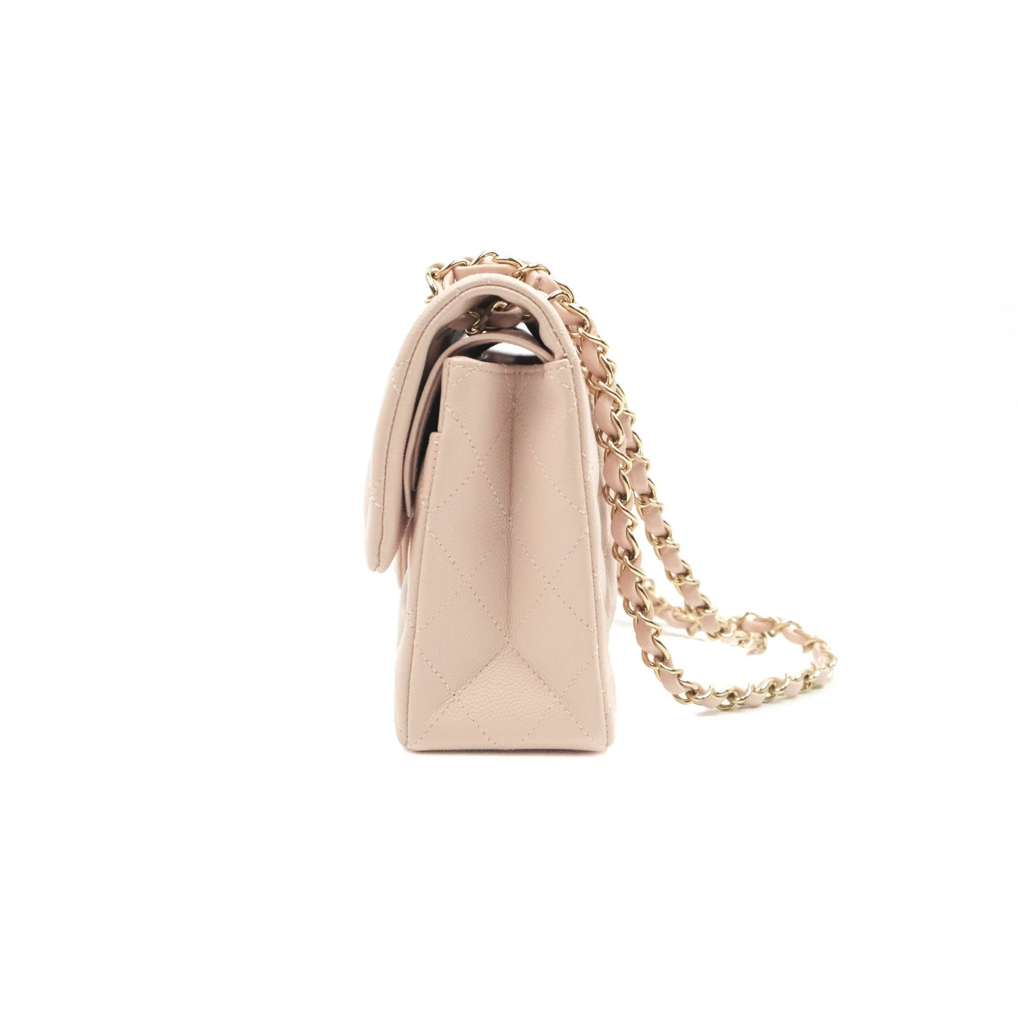 Chanel Classic Small S/M Flap Rose Clair Pink Caviar Gold Hardware 21C