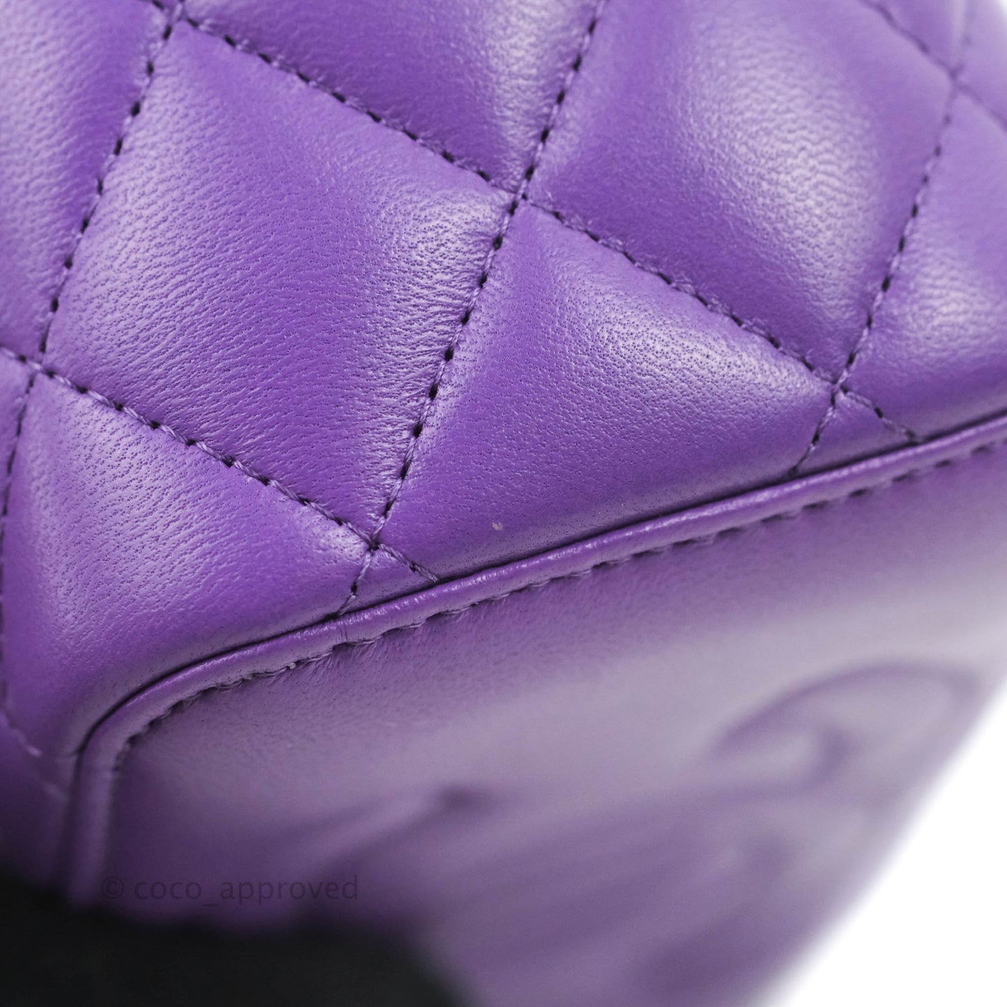Chanel Vanity Rectangular Top Handle Purple Lambskin Gold Hardware