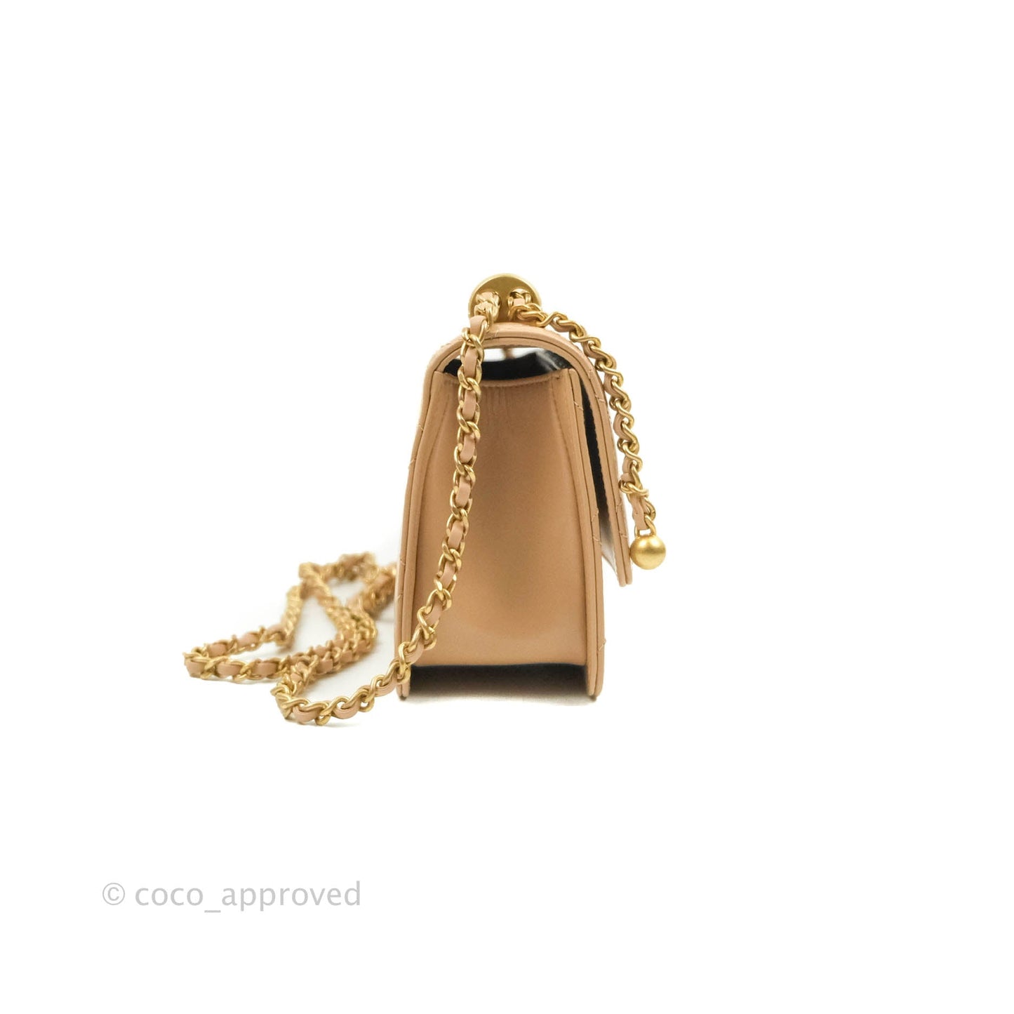 Chanel Quilted Mini Perfect Fit Adjustable Beige Calfskin Gold Hardware 21A