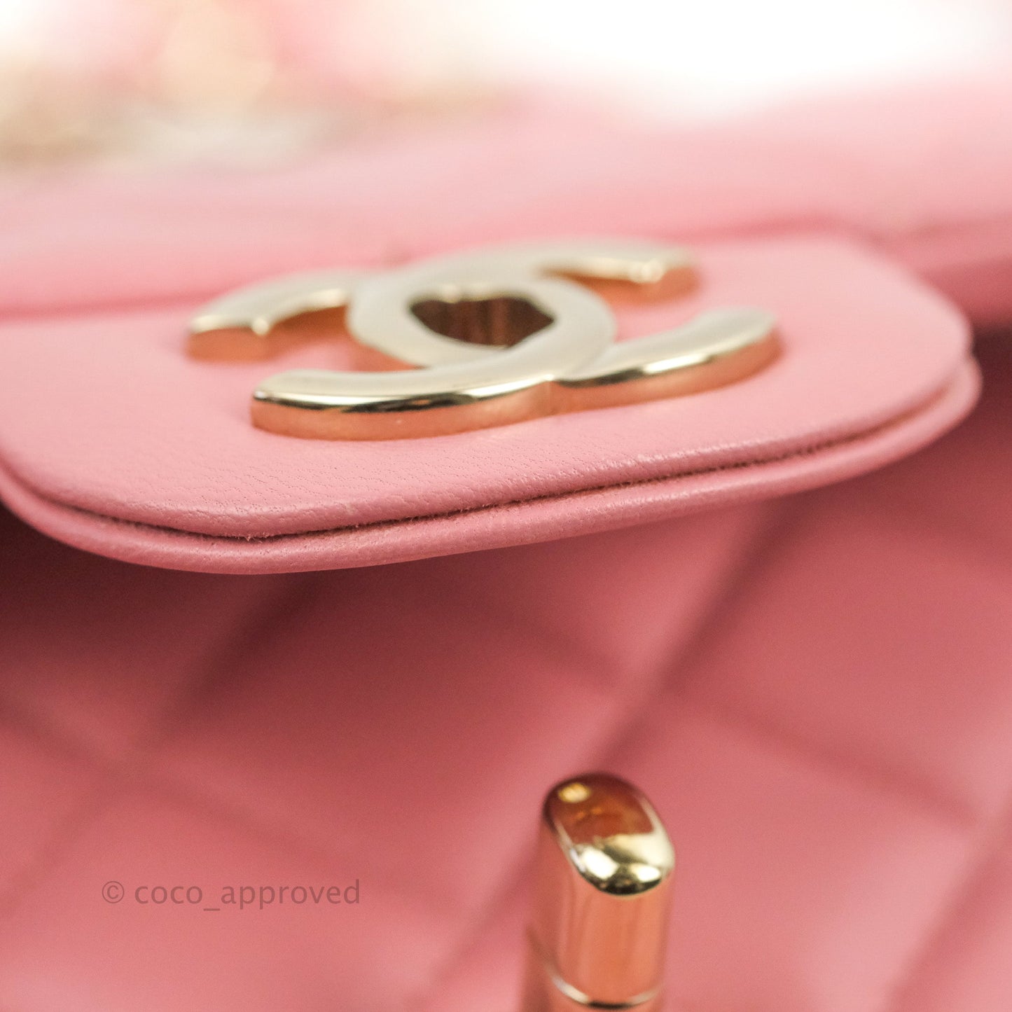 Chanel Quilted Mini Rectangular Flap Pink Lambskin Gold Hardware
