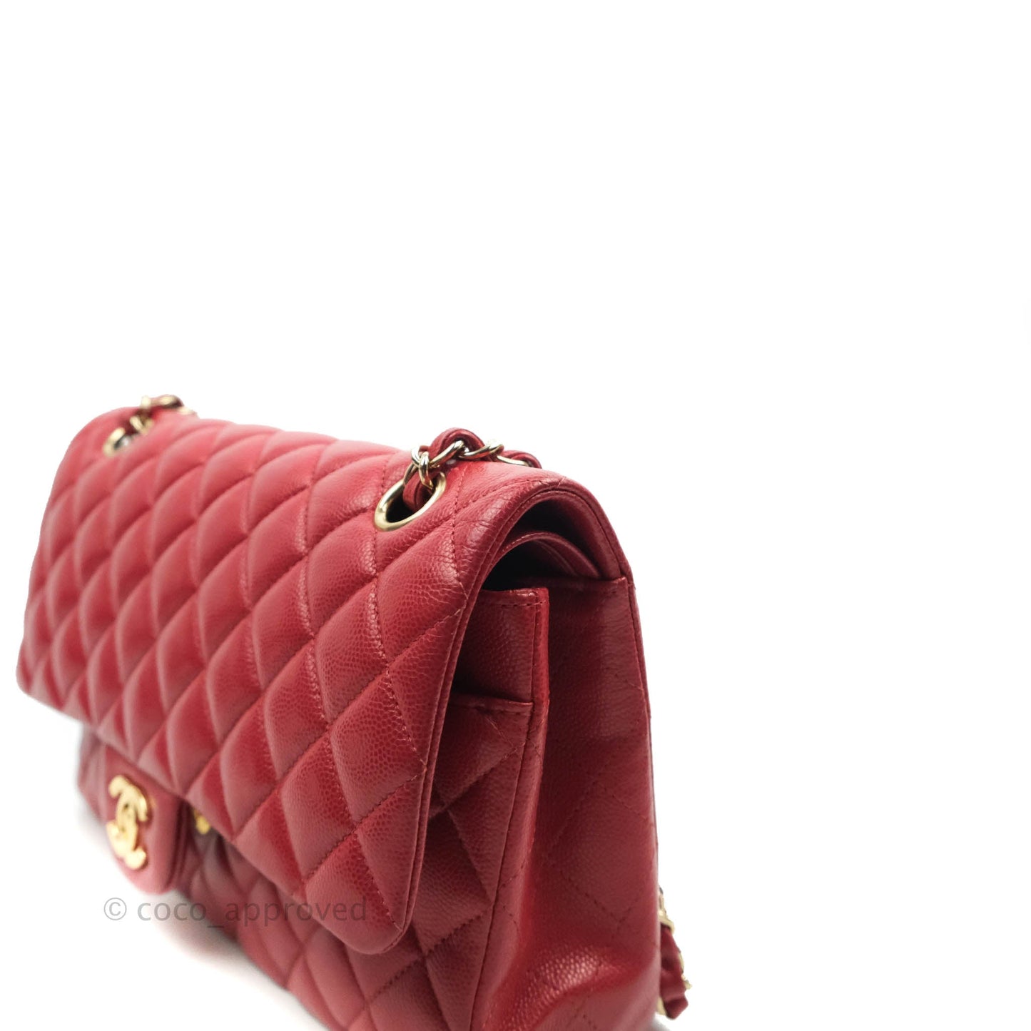 Chanel Classic M/L Medium Double Flap Red Caviar Gold Hardware