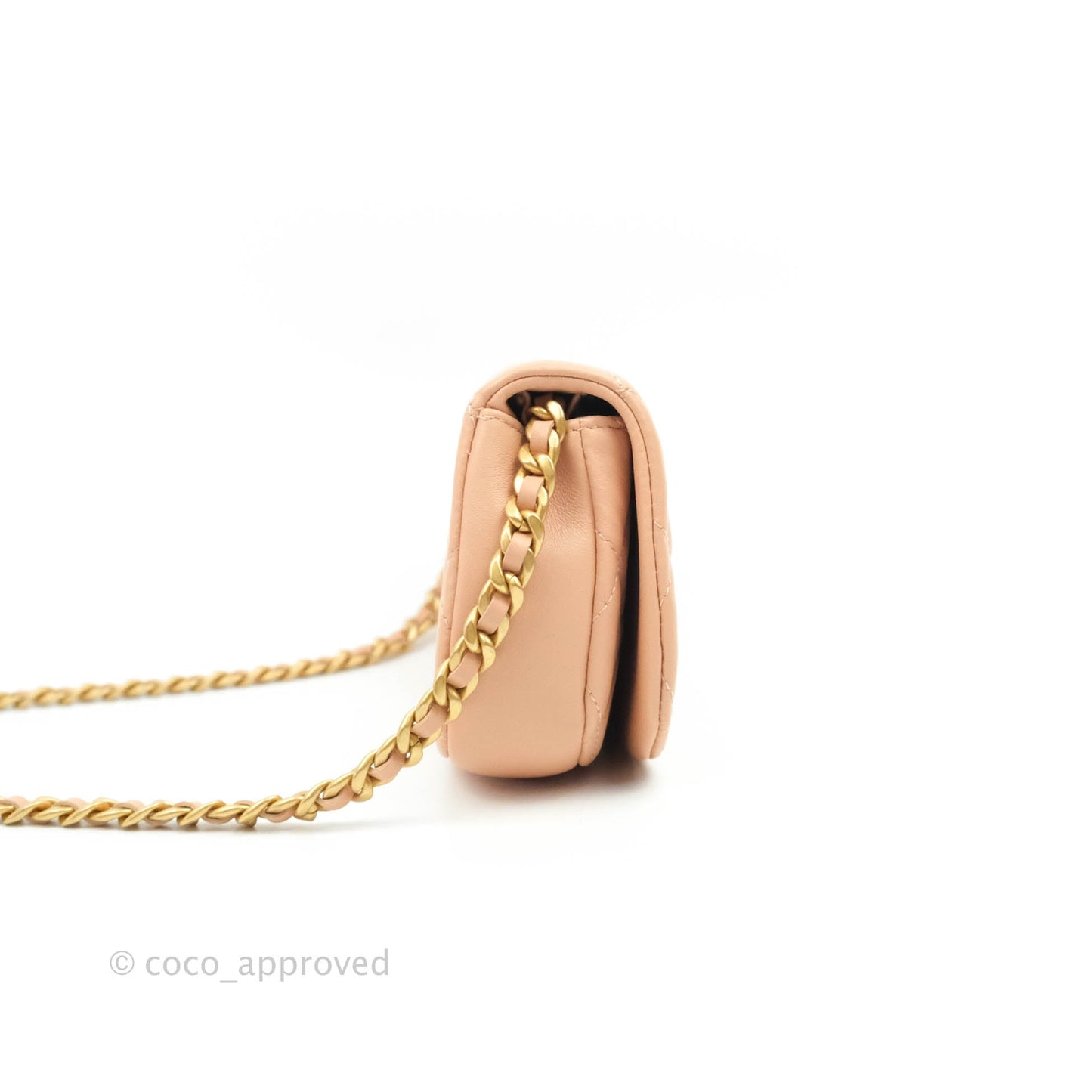 Chanel Clutch with Chain Beige Pink Calfskin Aged Gold Hardware