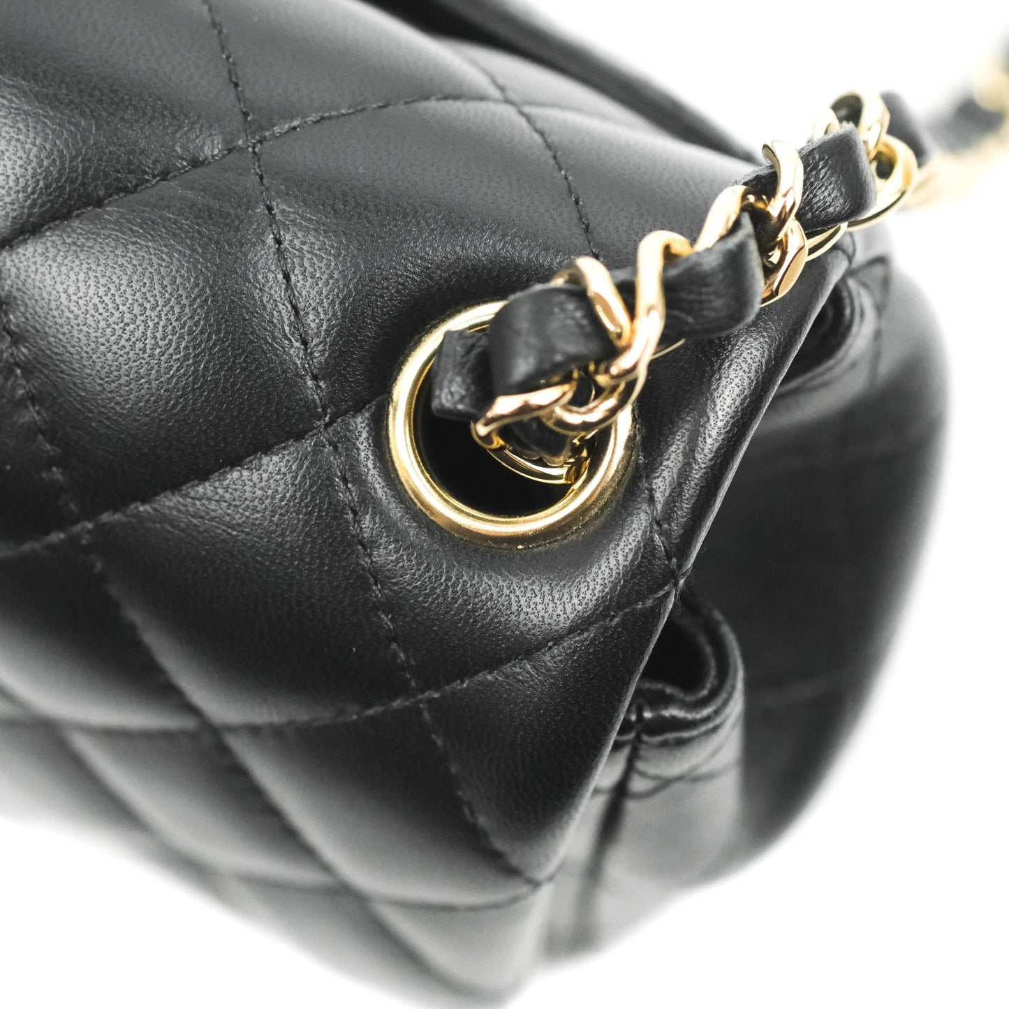 Chanel Mini Square Black Lambskin Gold Hardware