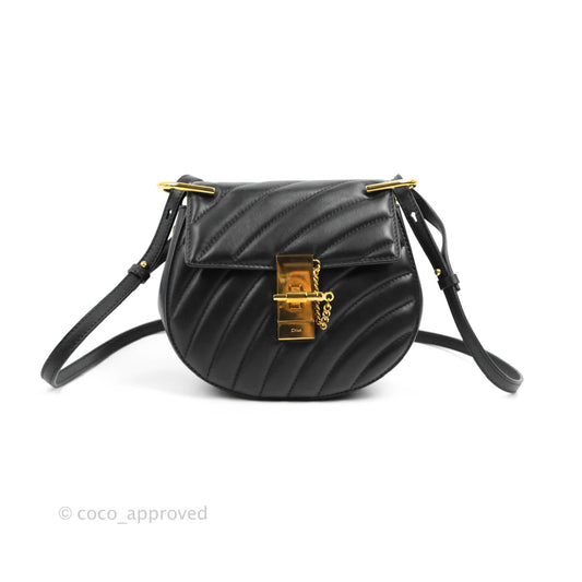 Chloe Quilted Mini Drew Bijou Crossbody Bag Black Smooth Calfskin Gold Hardware