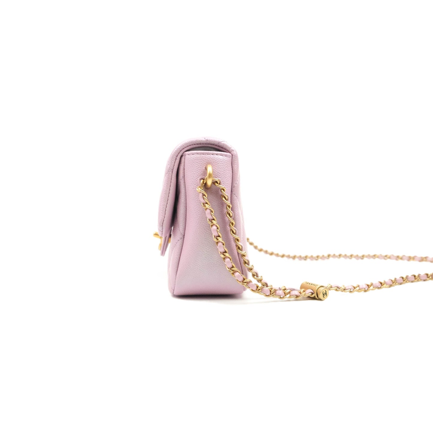 Chanel Quilted My Perfect Mini Iridescent Pink Caviar Aged Gold Hardware 21K