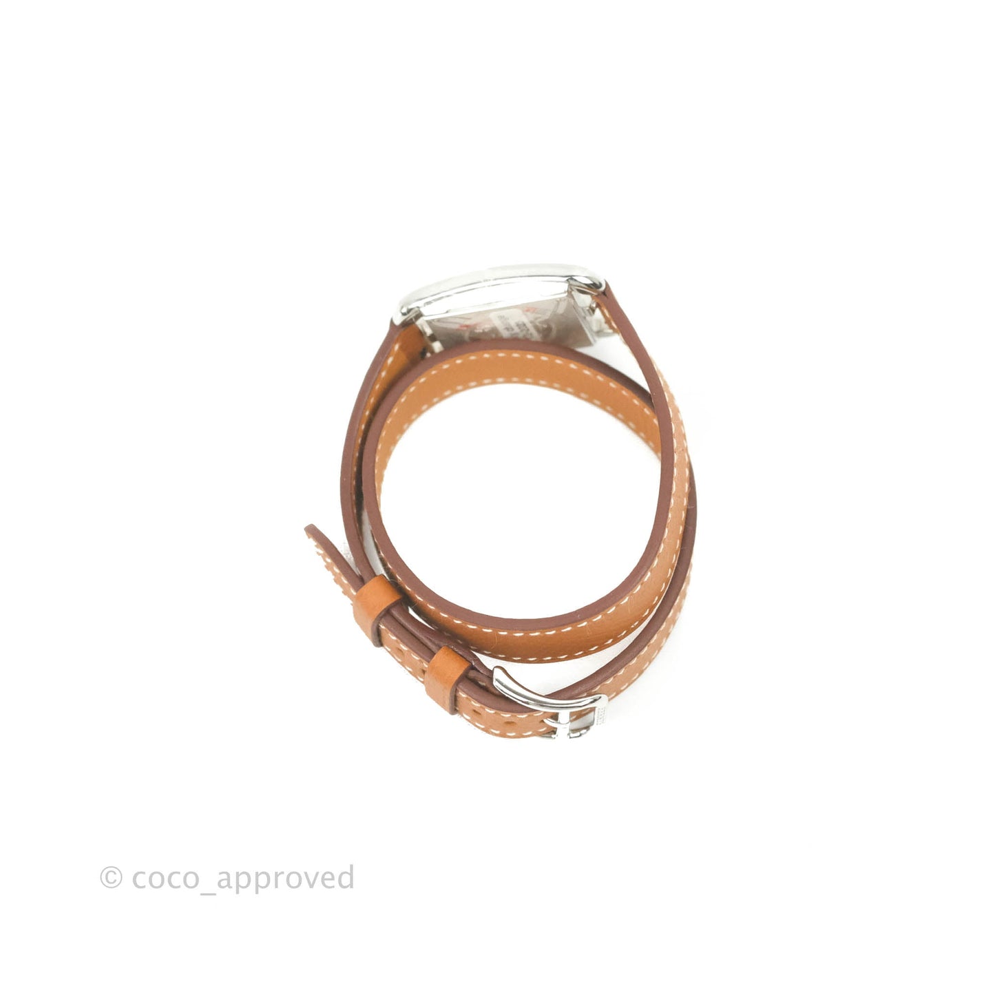 Hermès Cape Cod Steel Watch in Gold Calfskin Strap