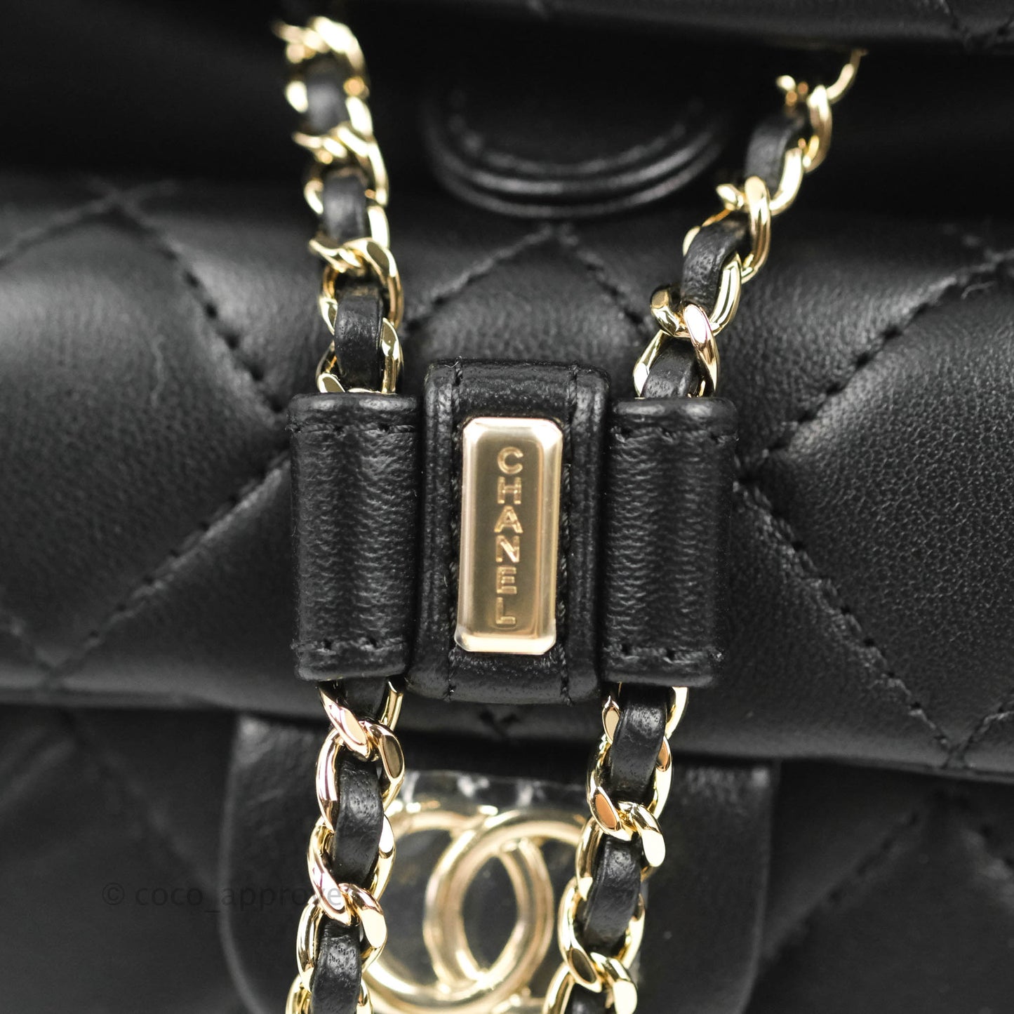 Chanel Quilted Small Duma Drawstring Backpack Black Lambskin 22A