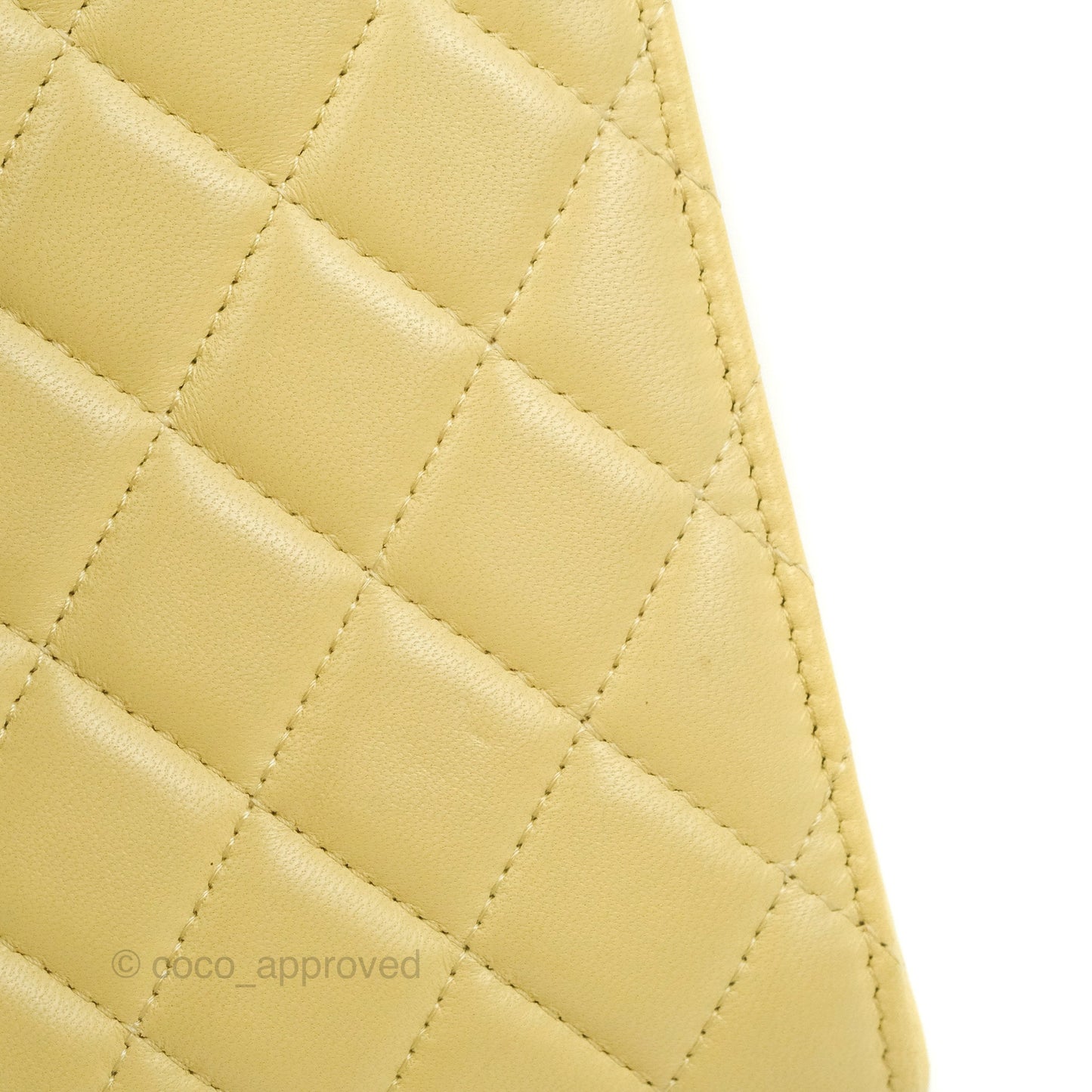 Chanel Quilted Pearl Crush Phone Holder With Chain Yellow Lambskin