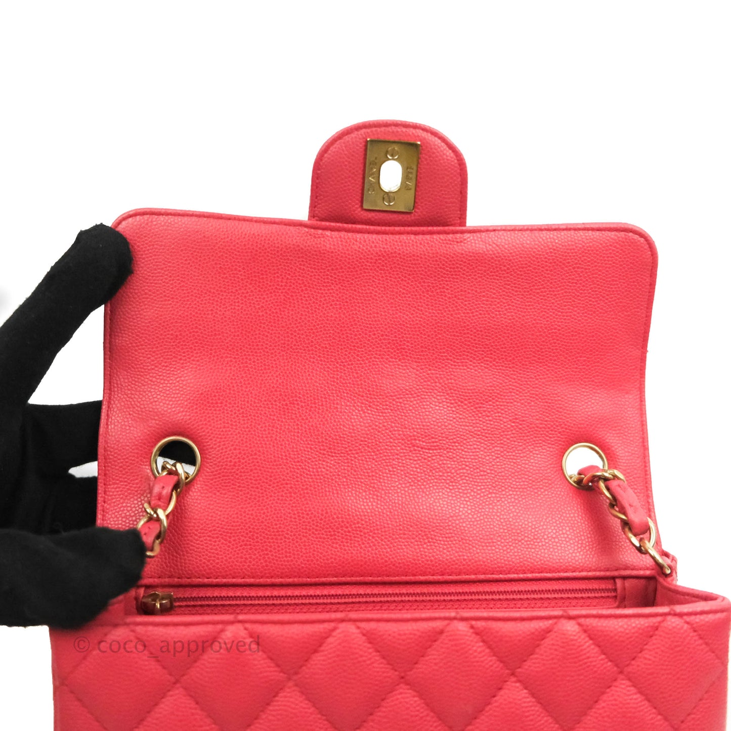 Chanel Quilted Mini Rectangular Flap Pink Caviar Gold Hardware 17C