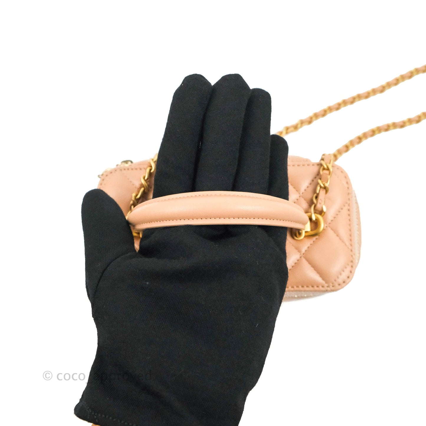 Chanel Vanity With Chain Beige Lambskin Aged Gold Hardware