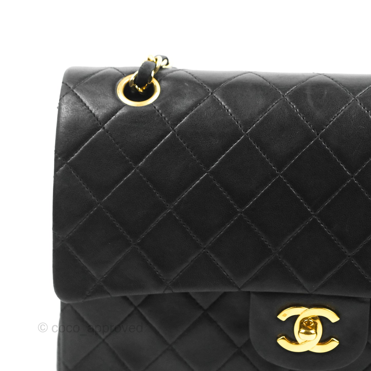 Chanel Vintage Square Flap Bag Black Lambskin 24K Gold Hardware