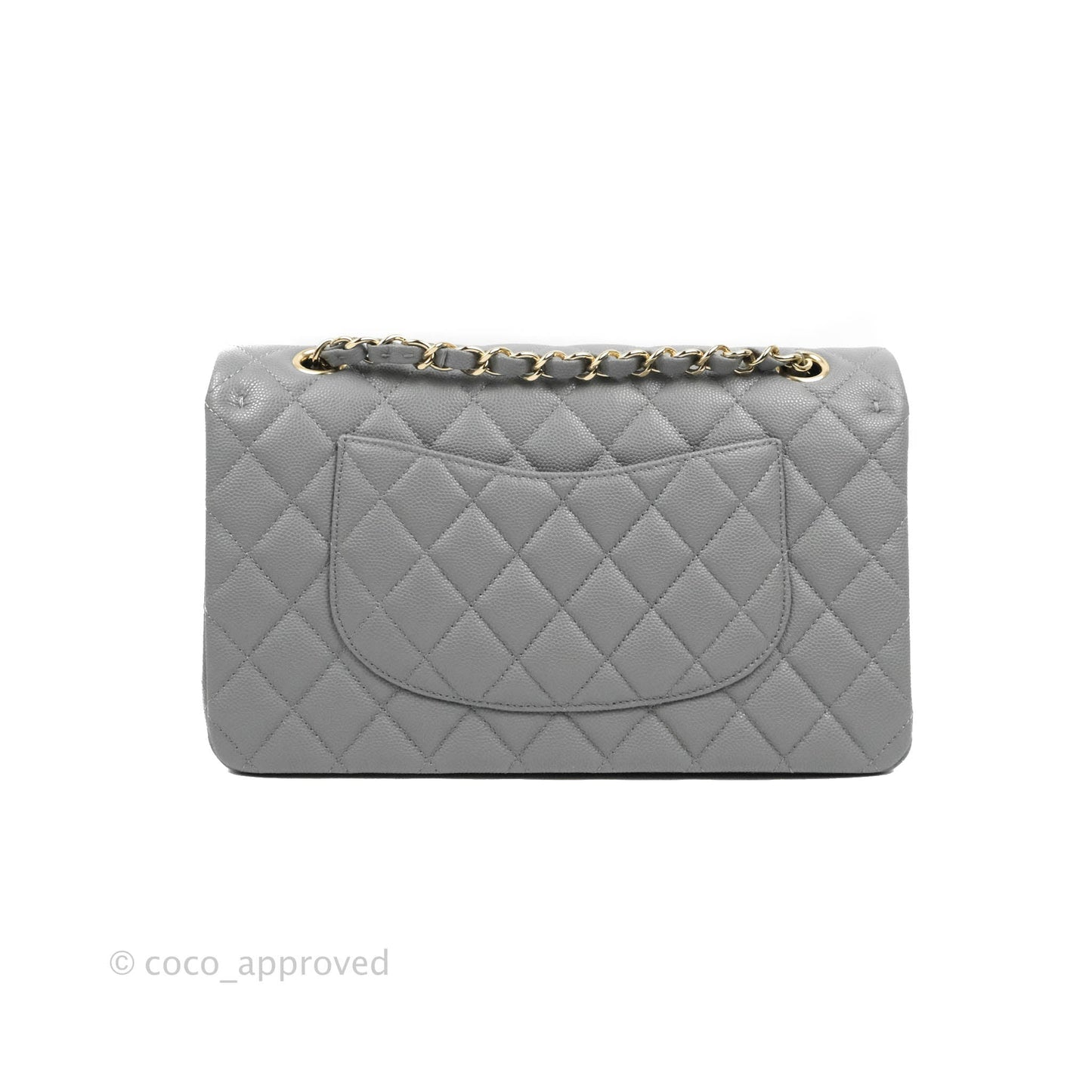 Chanel Classic M/L Medium Flap Quilted Grey Caviar Gold Hardware 20C