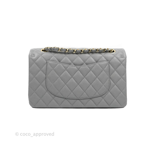 Chanel Classic M/L Medium Flap Quilted Grey Caviar Gold Hardware 20C