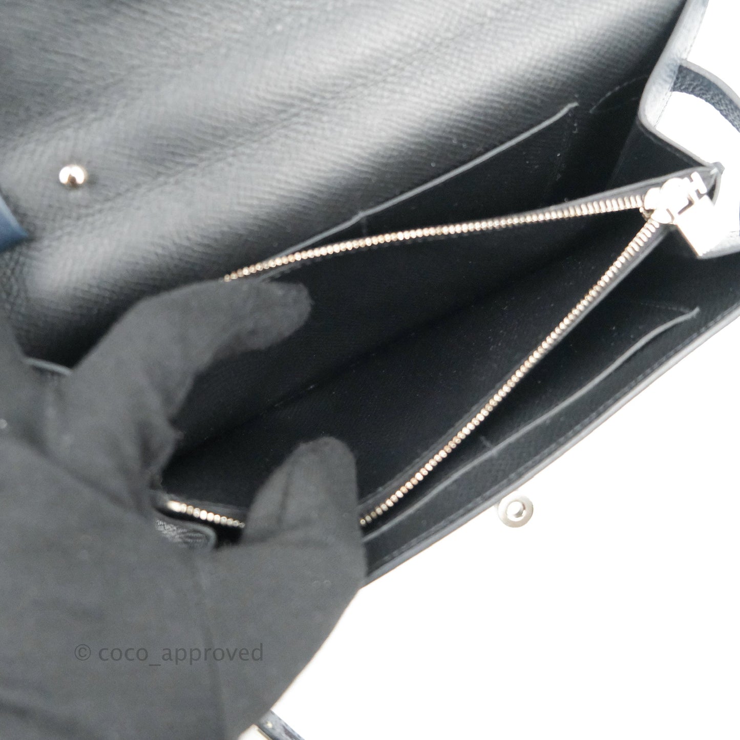 Hermès Epsom Kelly To Go Wallet Midnight Blue Palladium Hardware