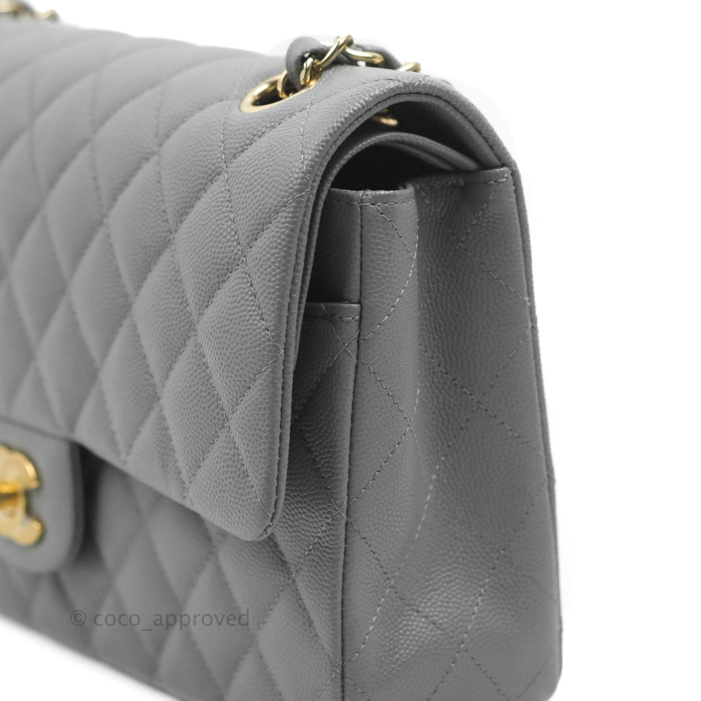 Chanel Classic Medium M/L Flap Dark Grey Caviar Gold Hardware 20C