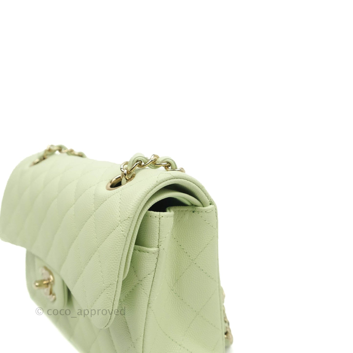 Chanel Small Quilted Classic Flap Mint Green Caviar Gold Hardware 22C