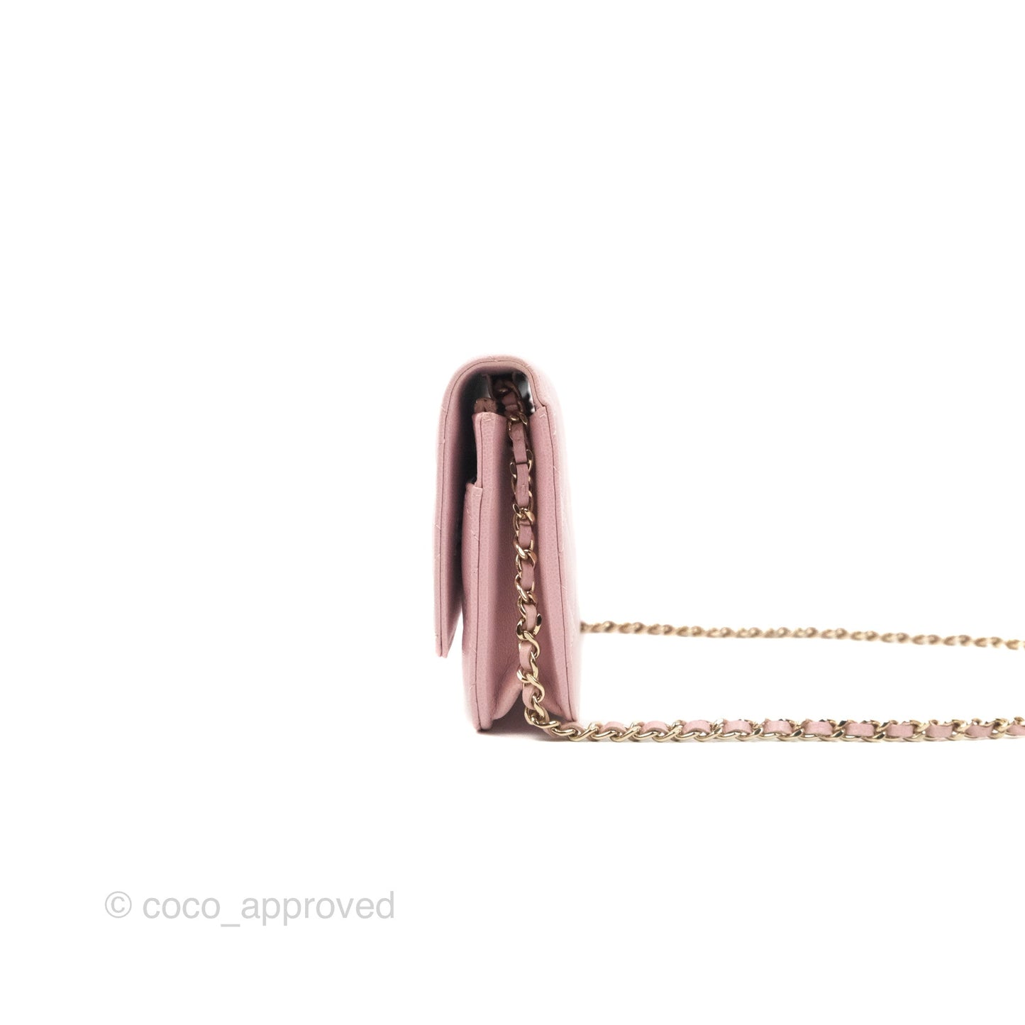 Chanel Quilted Wallet on Chain WOC Light Pink Caviar Gold Hardware