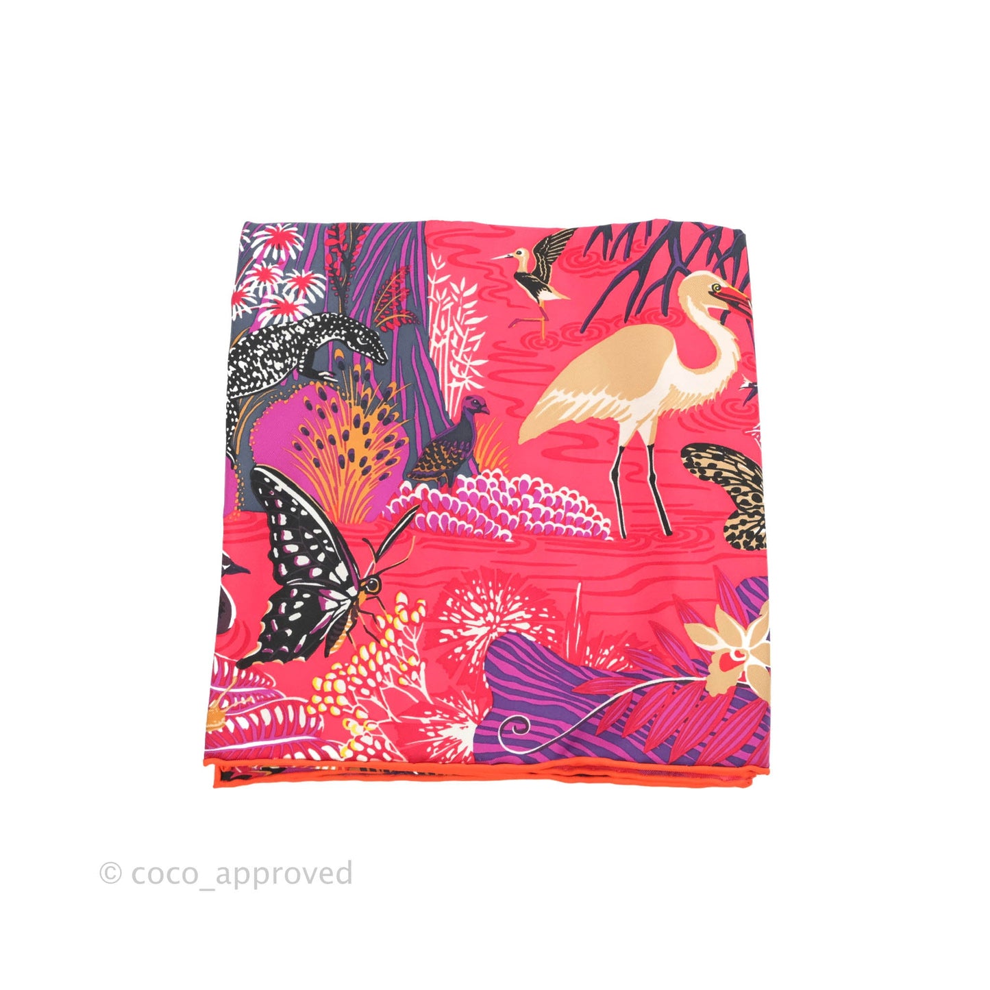 Hermès Wild Singapore Scarf 90 Rouge / Violet / Beige