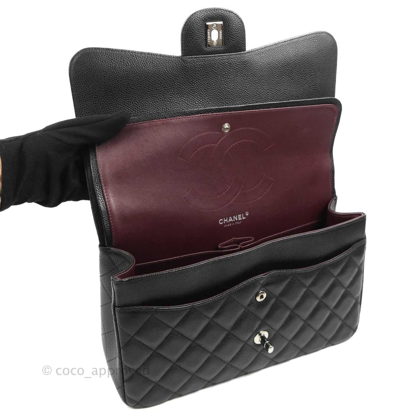 Chanel Jumbo Double Flap Black Caviar Silver Hardware⁣⁣
