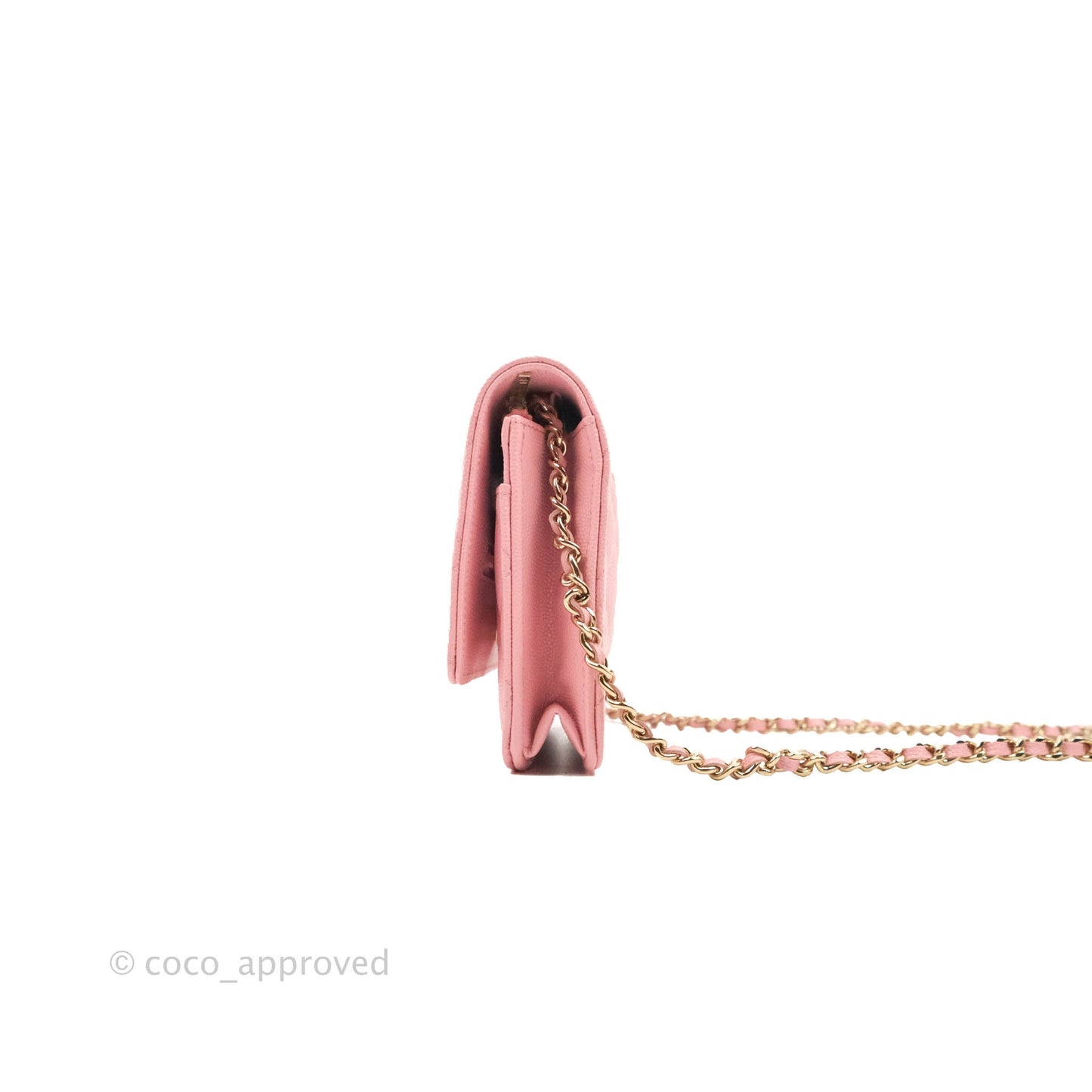 Chanel Quilted Wallet on Chain WOC Pink Caviar Gold Hardware 22S