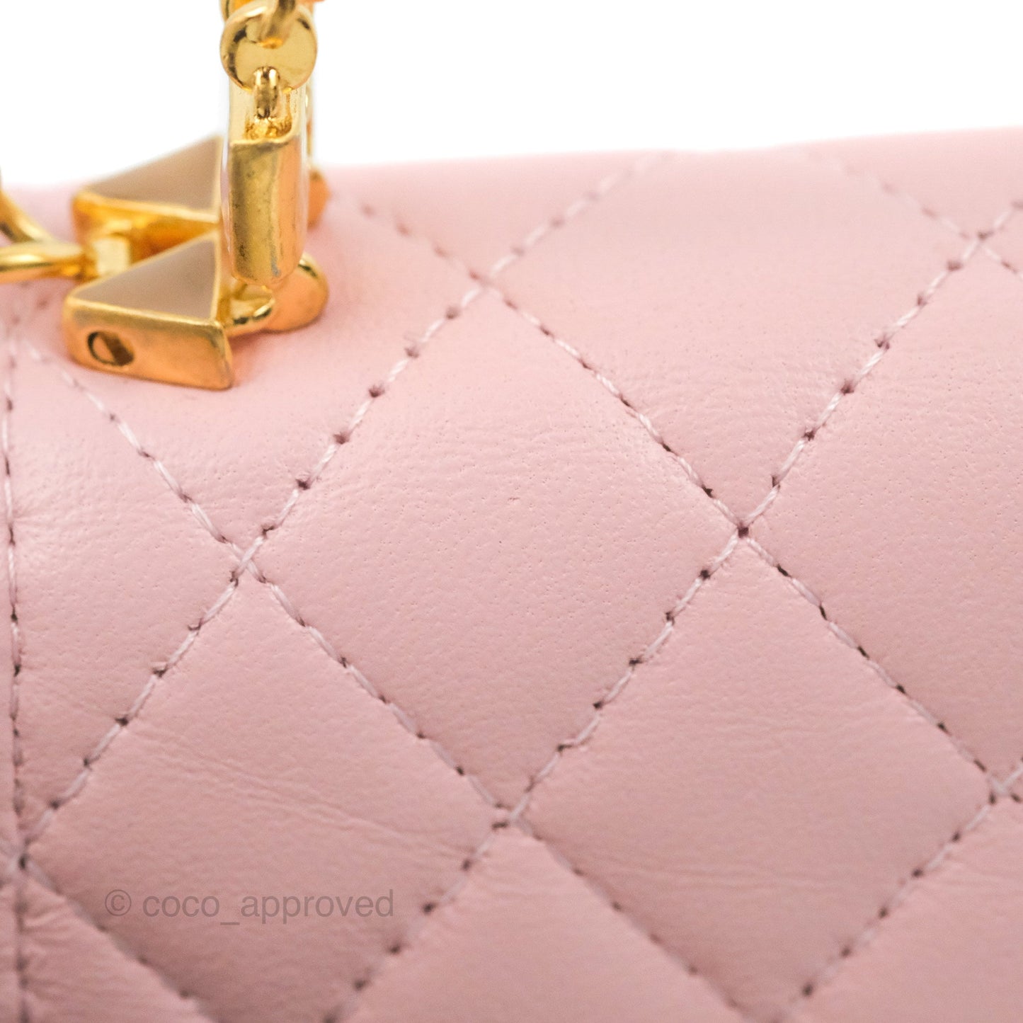 Chanel Enamel Top Handle Clutch with Chain Pink Lambskin Aged Gold Hardware