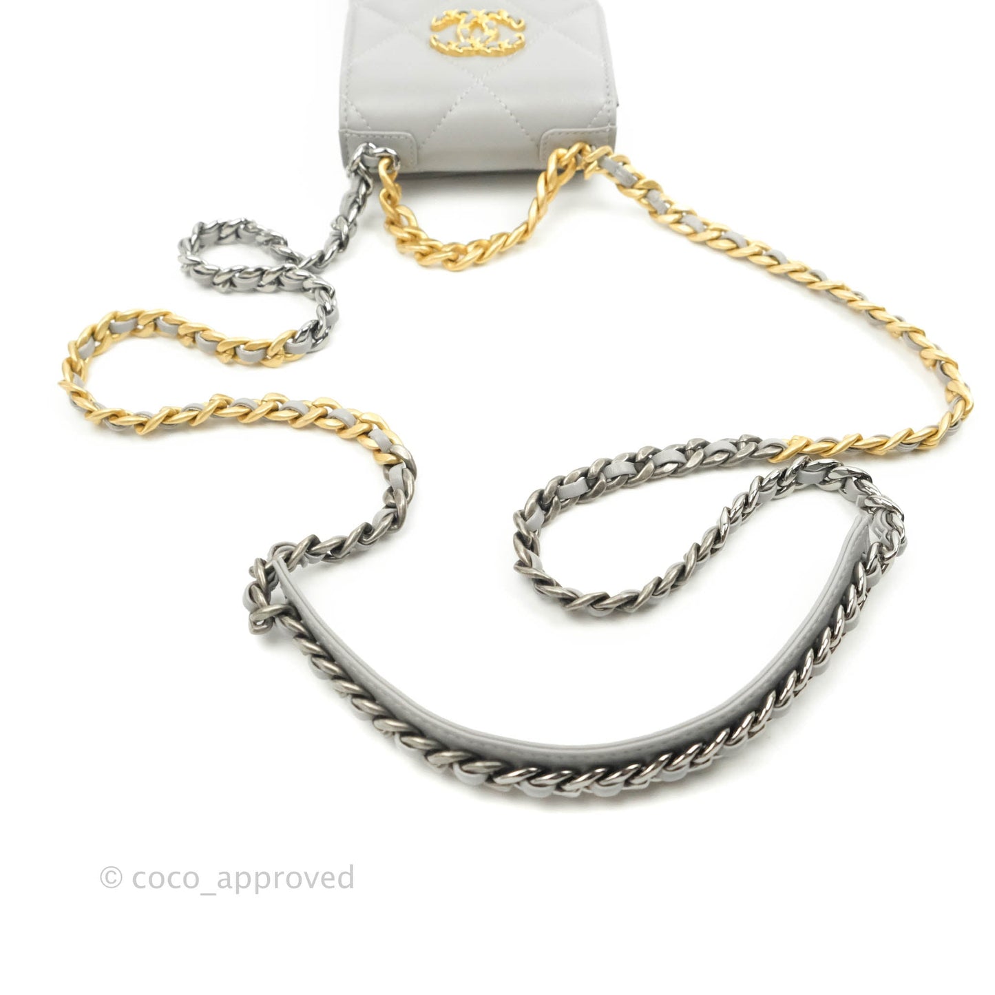Chanel 19 Phone Holder Grey Mixed Hardware