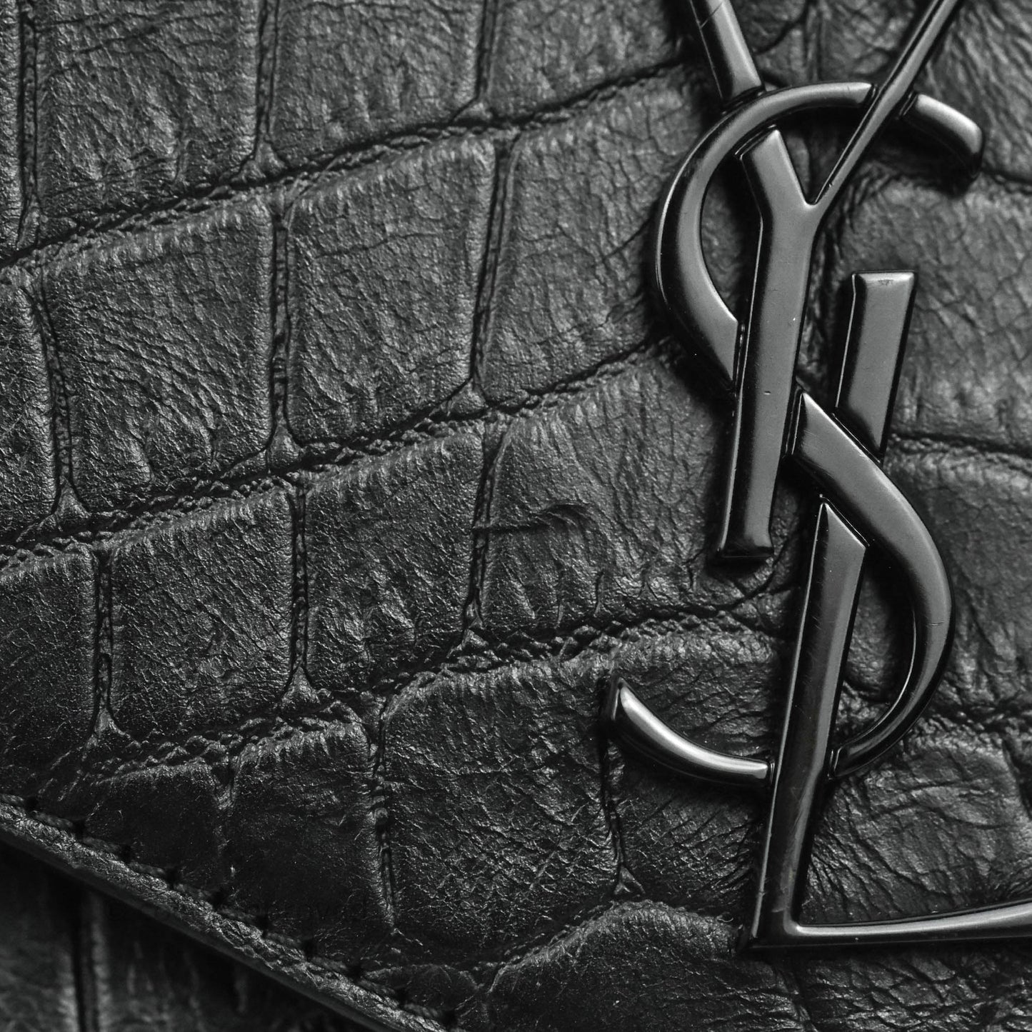 Saint Laurent Wallet on Chain So Black Crocodile-embossed Leather