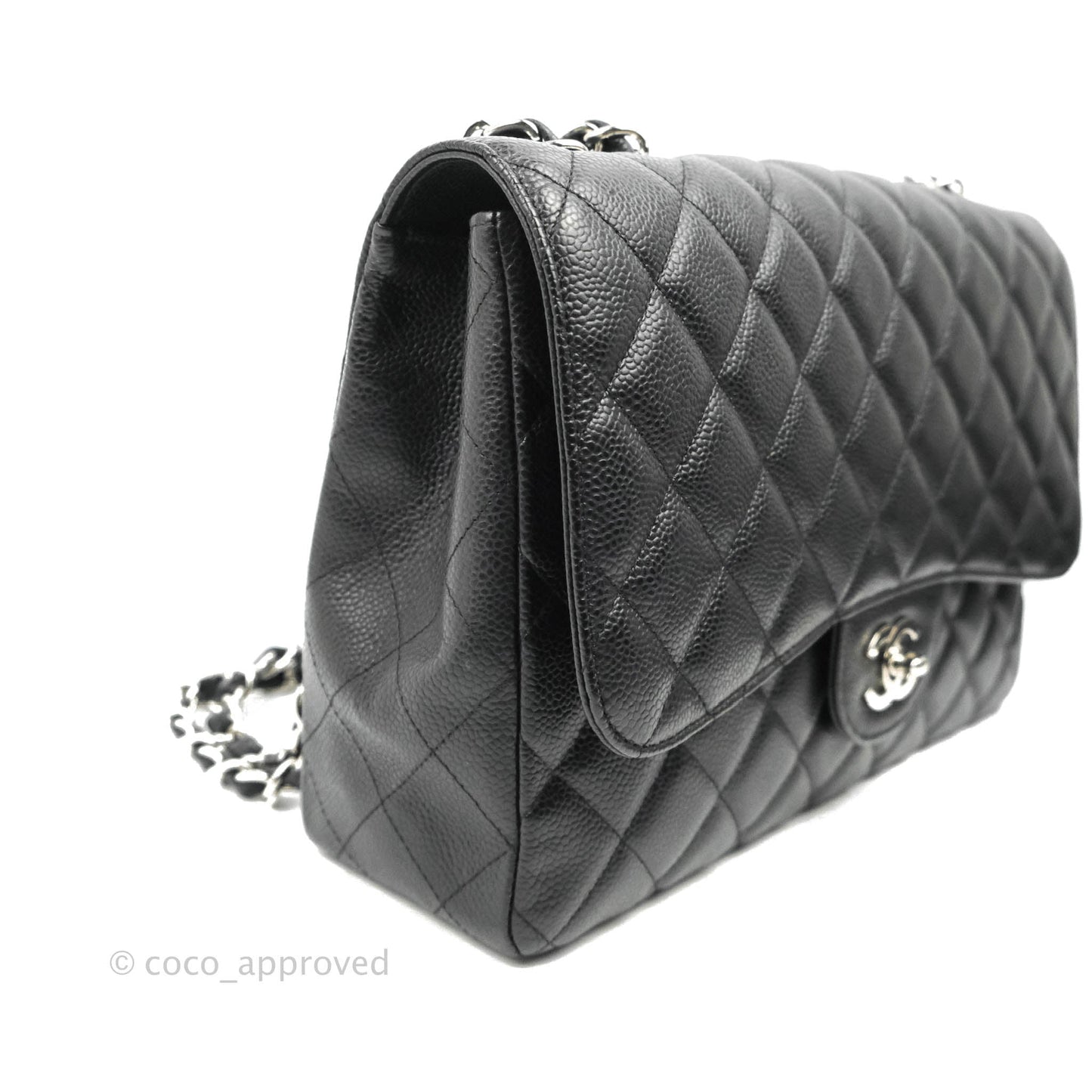 Chanel Jumbo Single Flap Black Caviar Silver Hardware⁣⁣