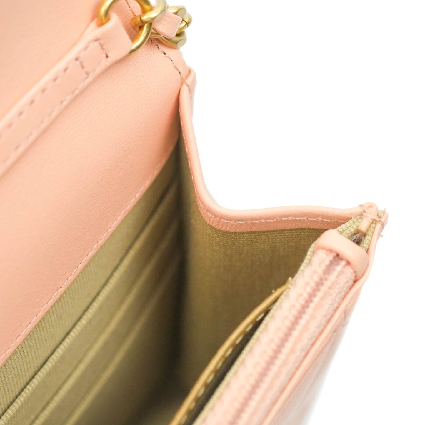 Chanel Quilted Pearl Crush Wallet on Chain WOC Light Pink Lambskin Aged Gold Hardware