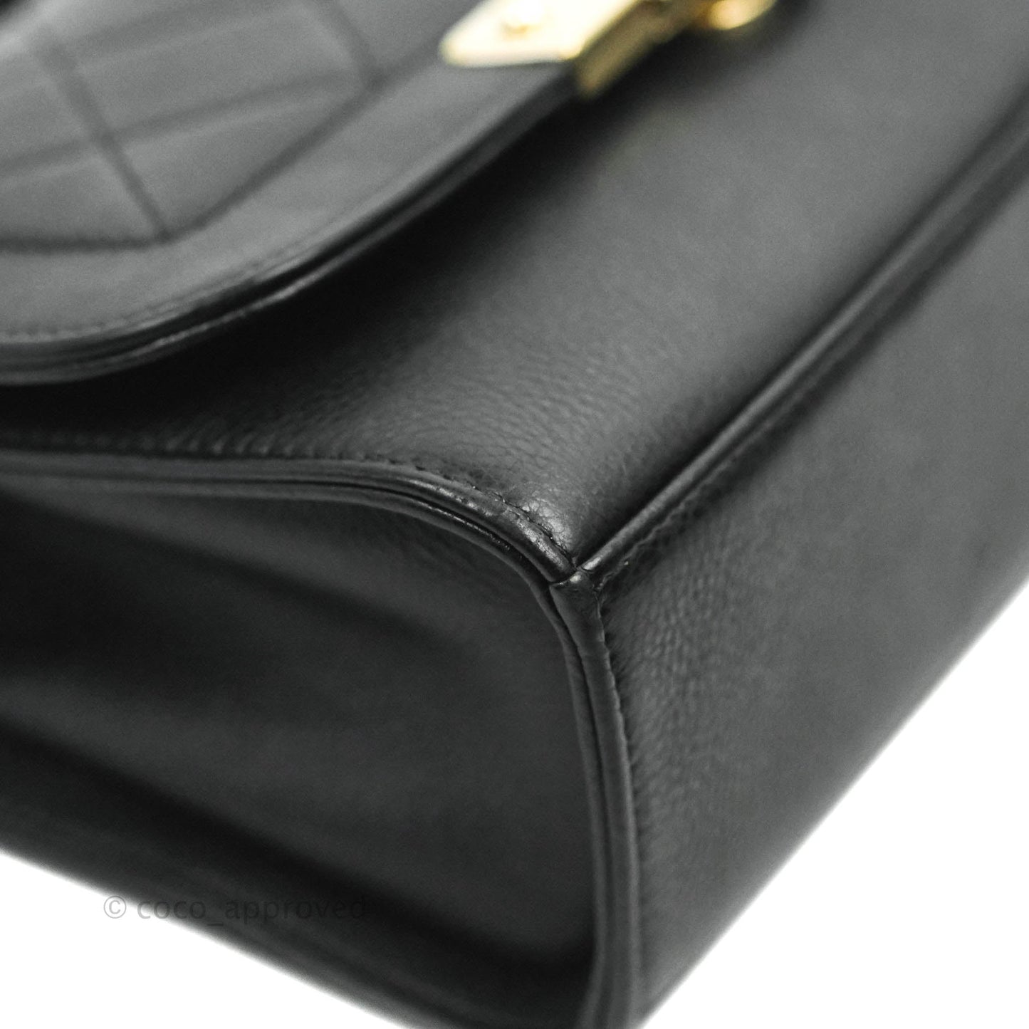 Chanel Quilted Small Label Click Flap Bag Black Grained Calfskin Gold Hardware