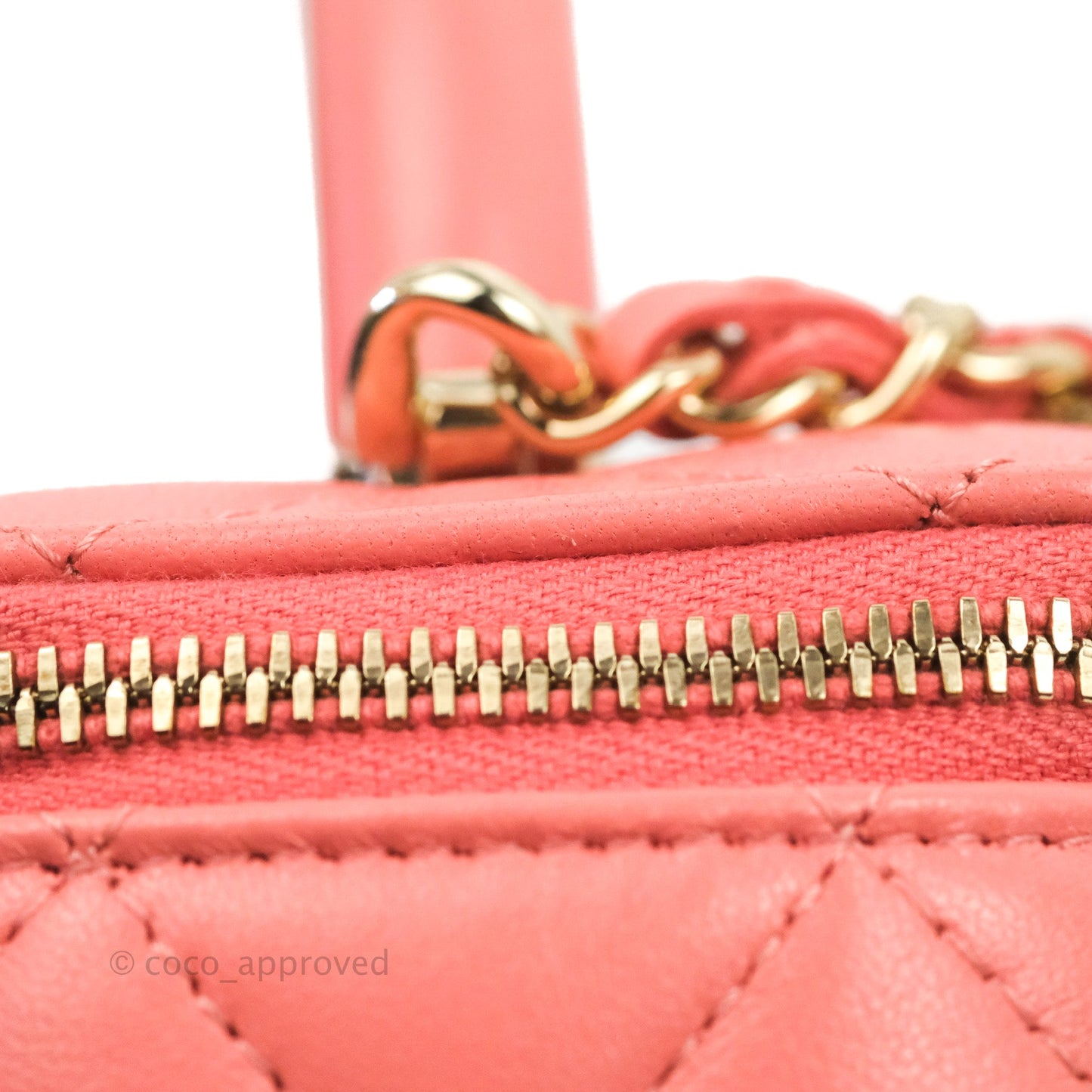 Chanel Vanity Rectangular Top Handle Pink Lambskin Gold Hardware