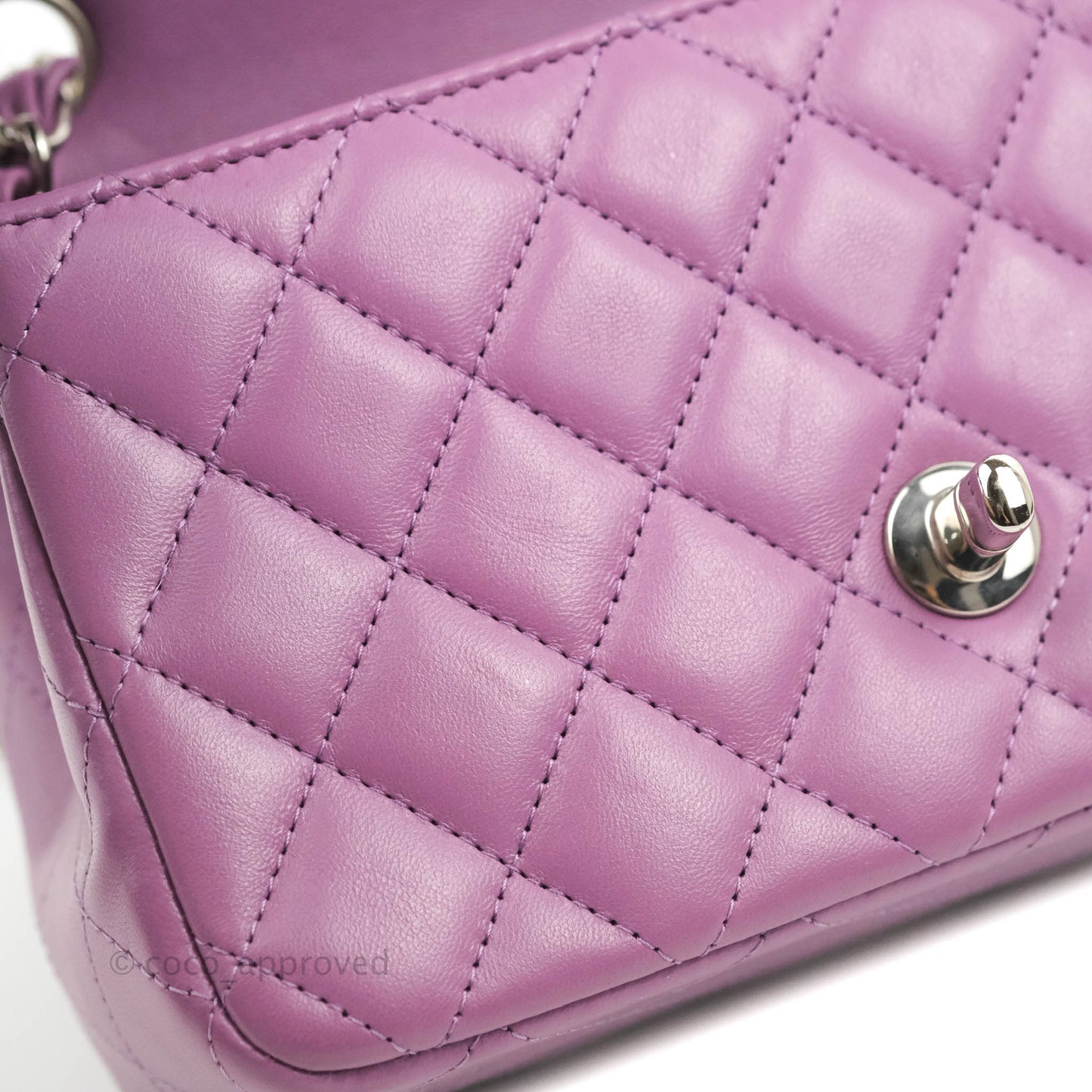 Chanel Quilted Mini Rectangular Flap Purple Lambskin Silver Hardware