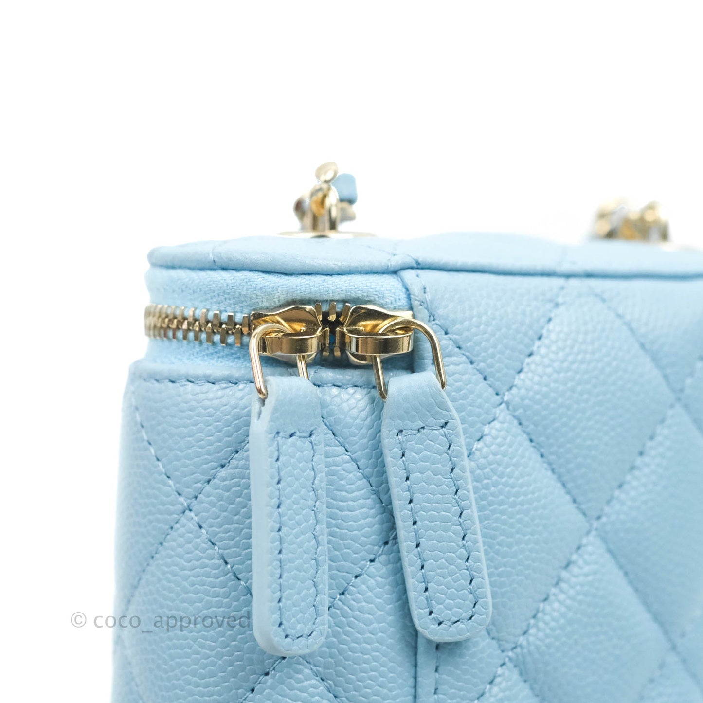 Chanel Classic Mini Vanity With Chain Blue Caviar Gold Hardware