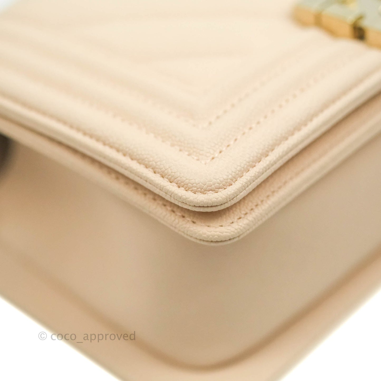 Chanel Small Boy Chevron Light Pink Caviar Gold Hardware