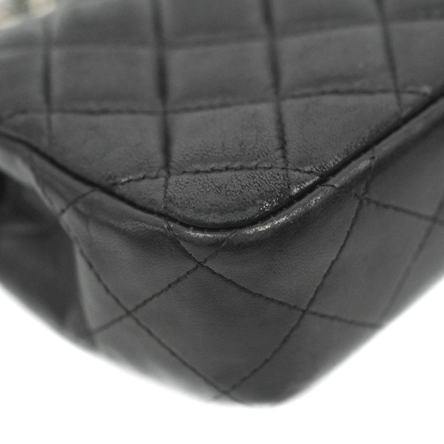 Chanel Quilted Extra Mini Rectangular Flap Black Lambskin Silver Hardware