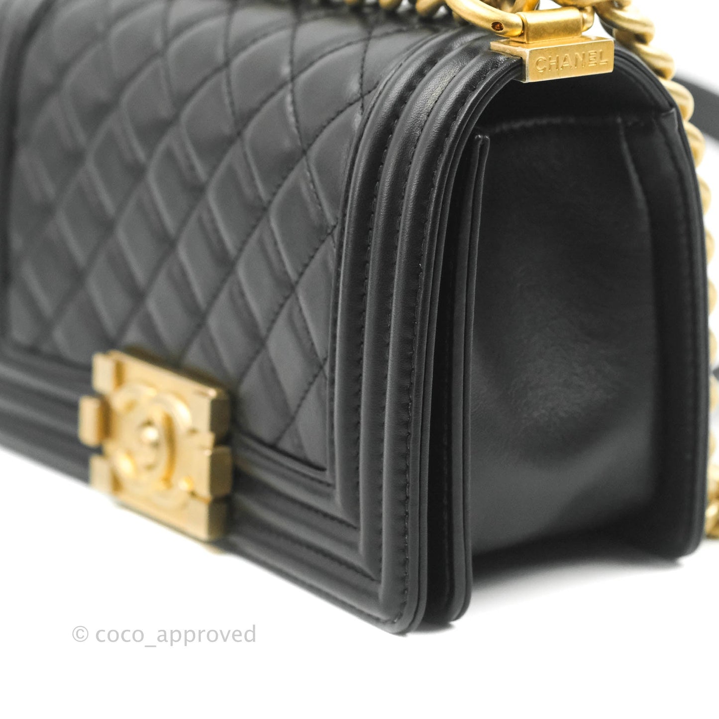 Chanel Small Boy Bag Black Calfskin Gold Hardware