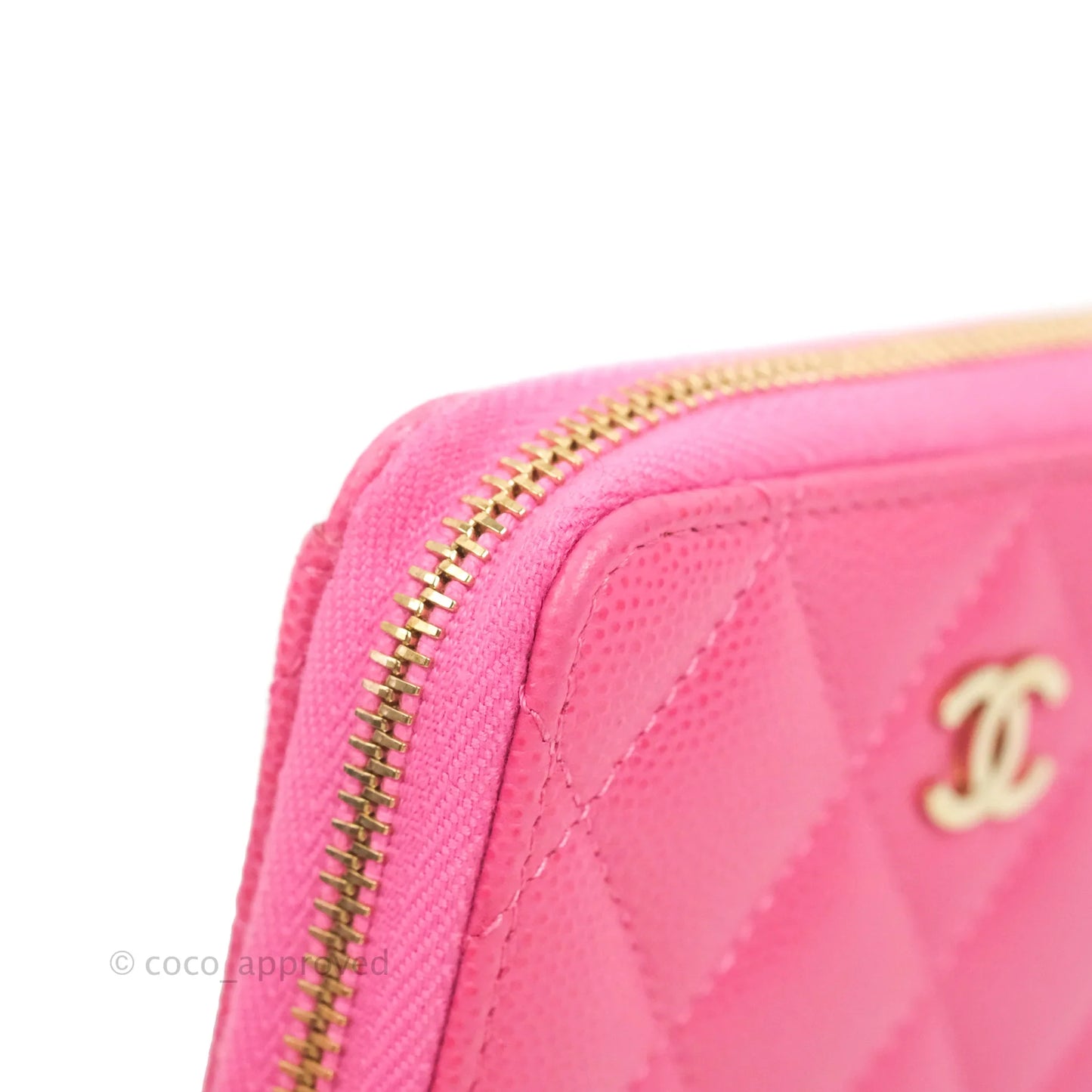Chanel Classic Zipped Coin Purse Pink Caviar Gold Hardware