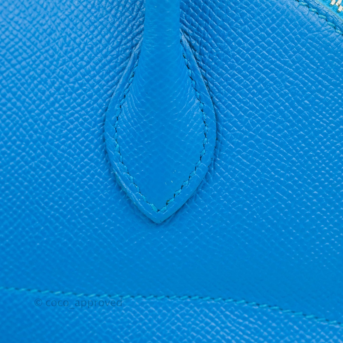 Hermès Bolide 27 Blue Epsom Silver Hardware