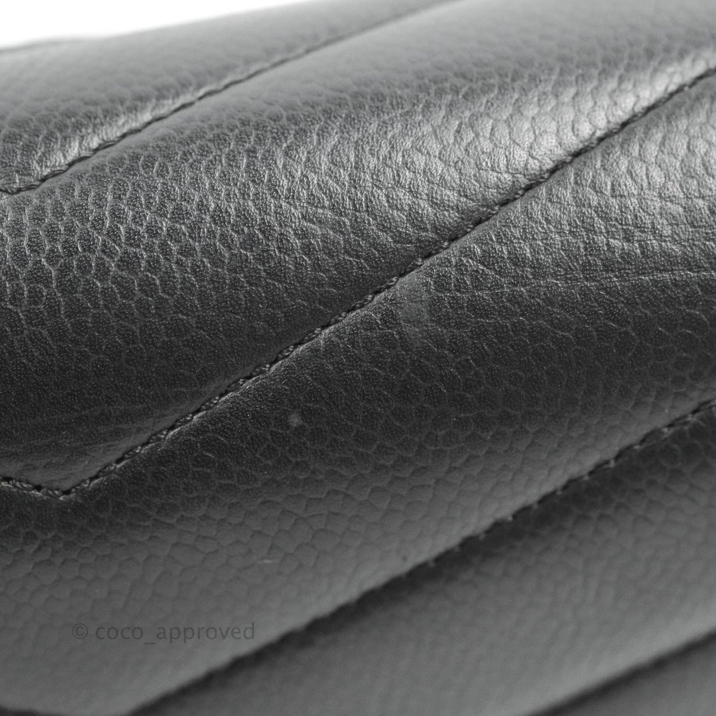 Chanel Medium Chevron Quilted Flap Black Grained Calfskin Silver Hardware