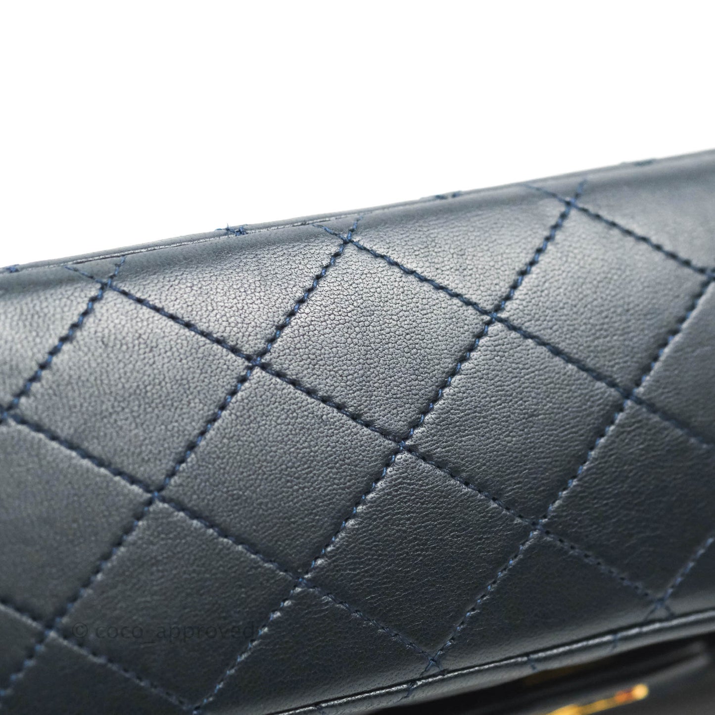 Chanel Classic Vintage Medium M/L Flap Navy Lambskin 24K Gold Hardware