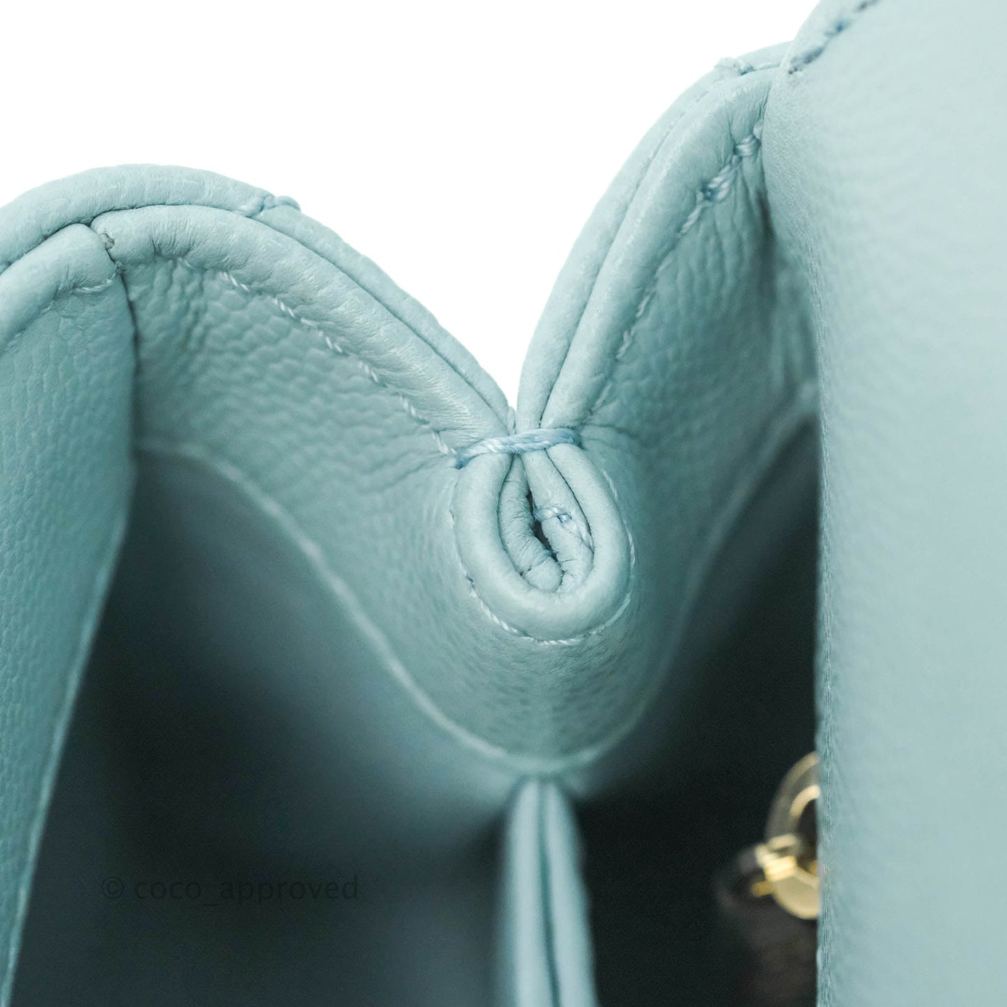 Chanel Mini Coco Handle Quilted Light Blue Caviar Gold Hardware