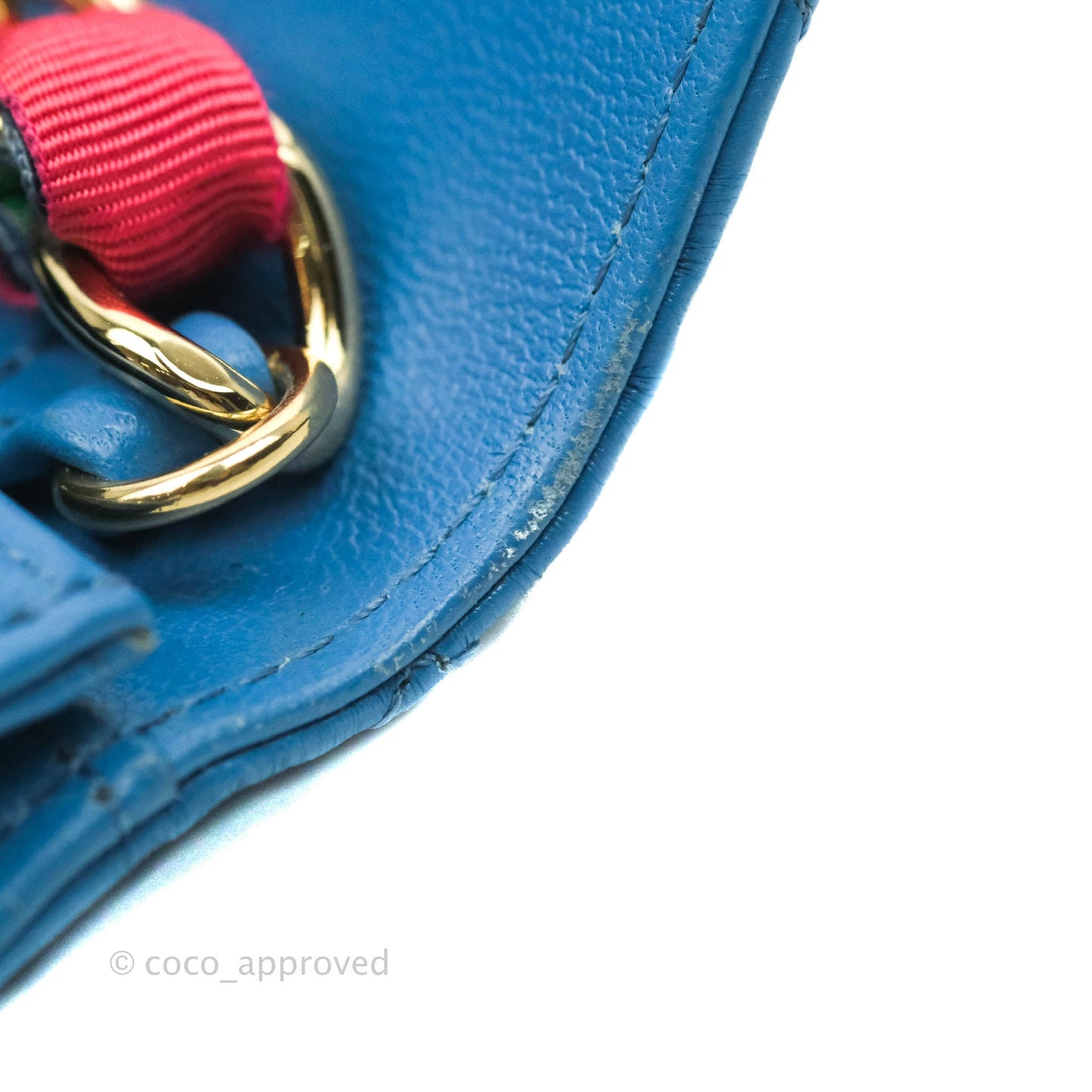 Chanel Ribbon Belt Bag Blue Lambskin Gold Hardware