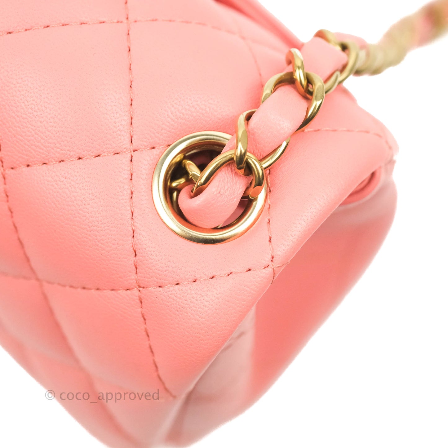 Chanel Quilted Mini Square Pink Lambskin Gold Hardware