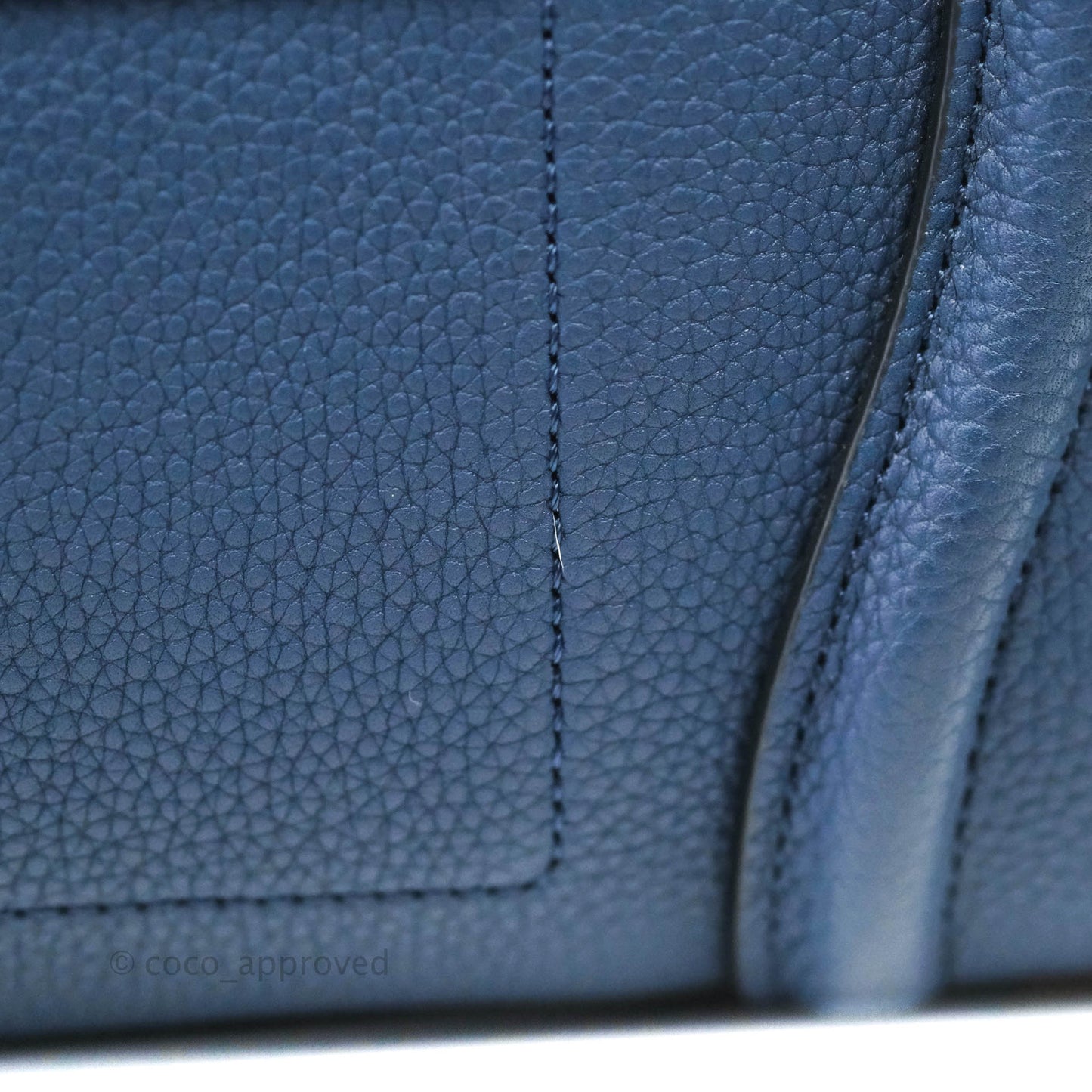 Celine Micro Luggage Handbag Navy Grained Calfskin Gold Hardware