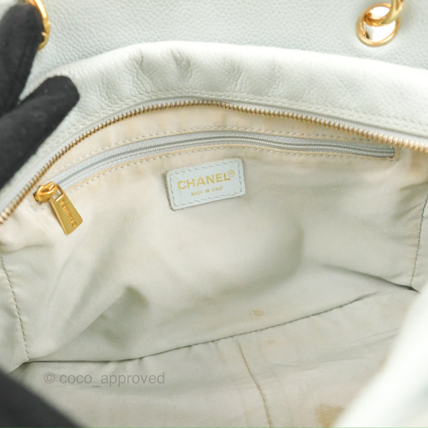 Chanel PTT Petite Timeless Shopping Tote Bag Light Tiffany Blue Caviar Gold Hardware