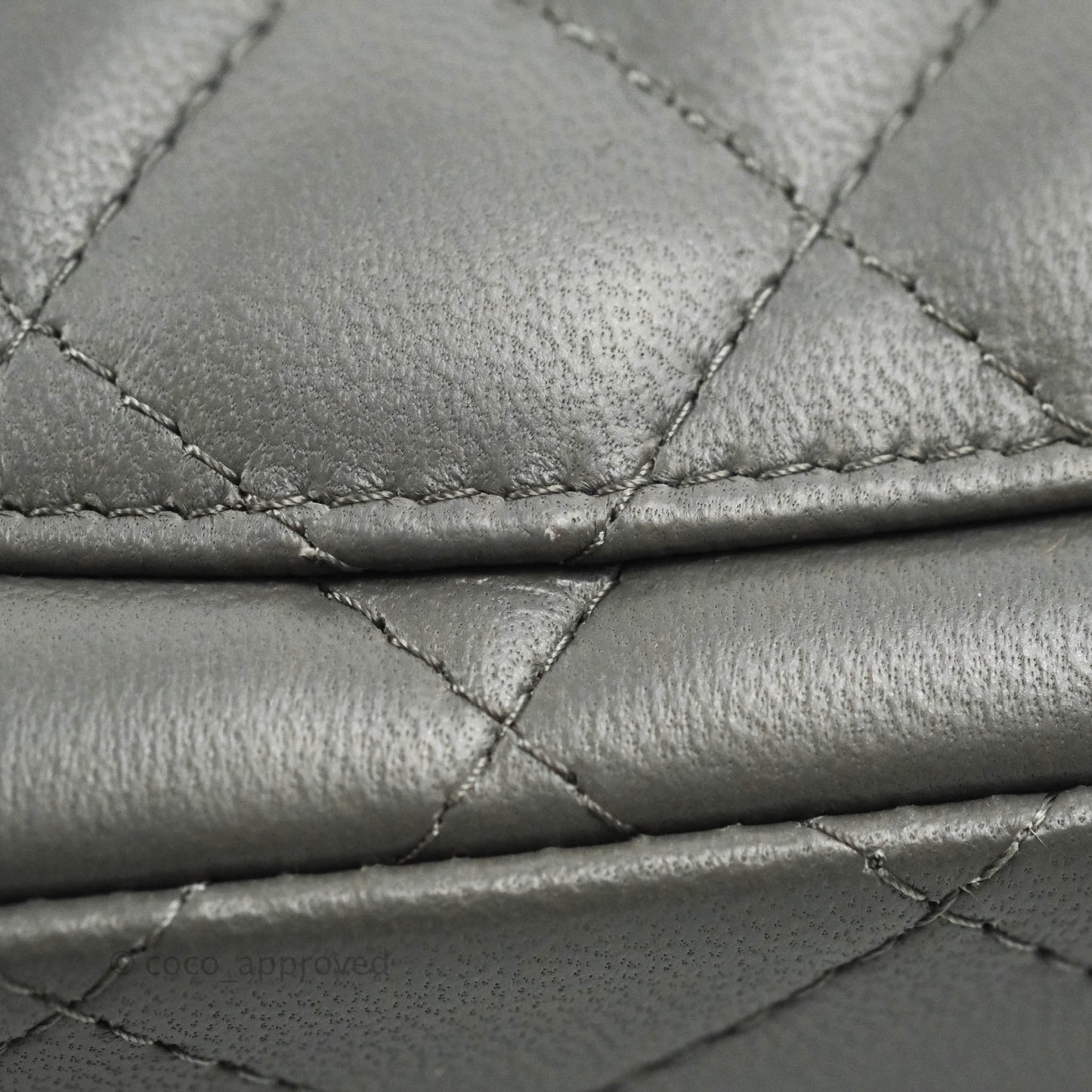 Chanel Quilted Mini Square Grey Lambskin Gold Hardware