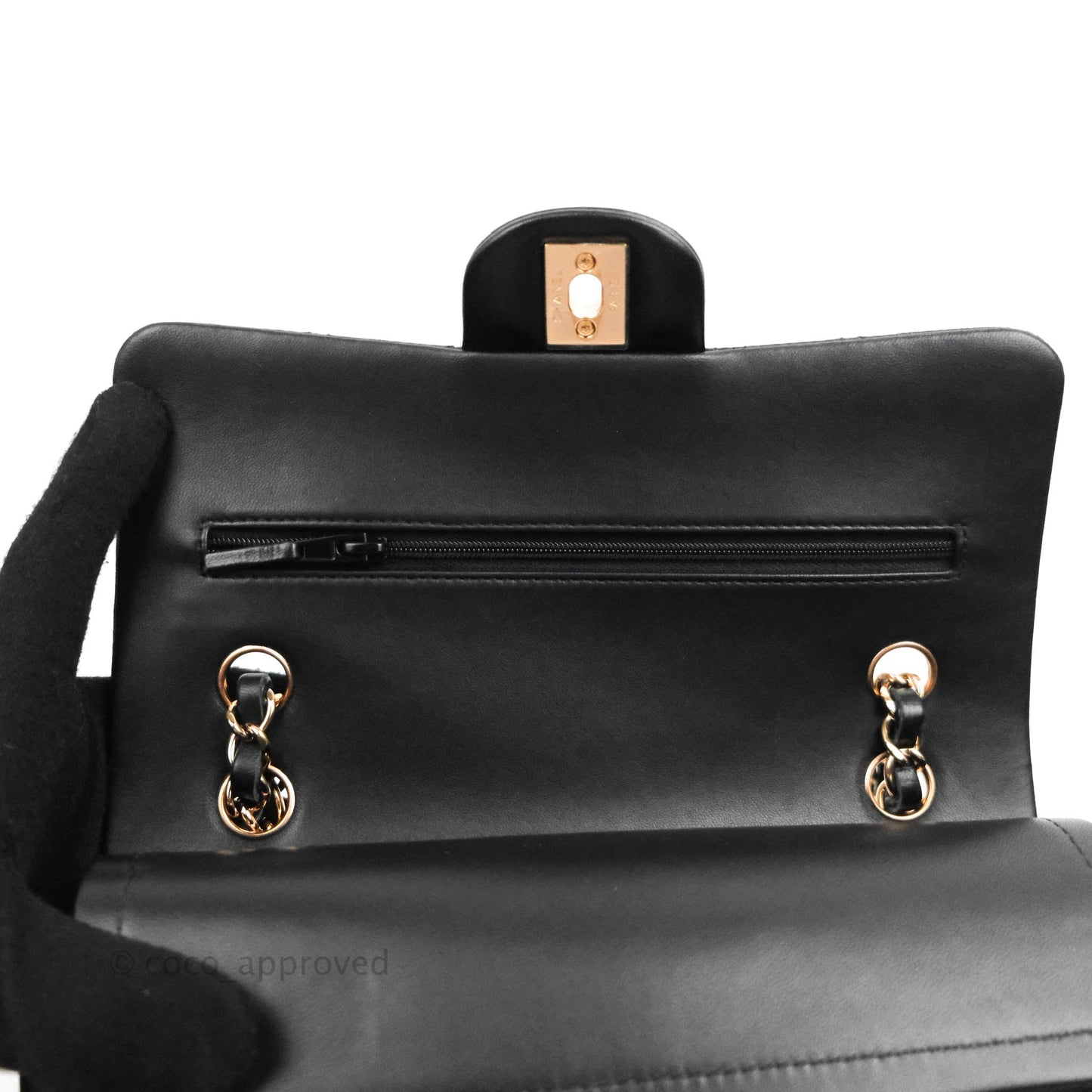 Chanel Classic Small S/M Flap Black Lambskin Rose Pink-Gold Hardware