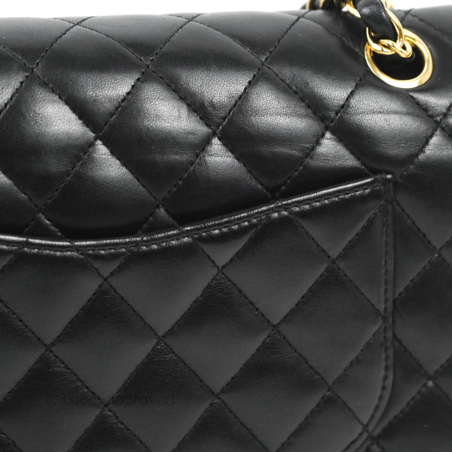 Chanel Classic M/L Medium Flap Quilted Black Lambskin Gold Hardware